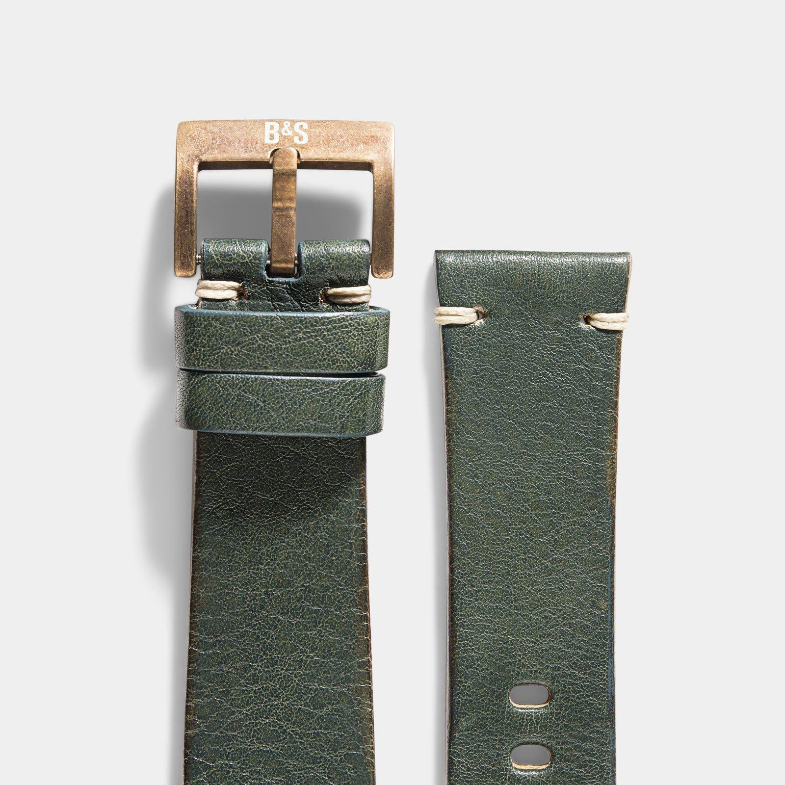 Bronze Perfect Match Vintage Green Leather Watch Strap