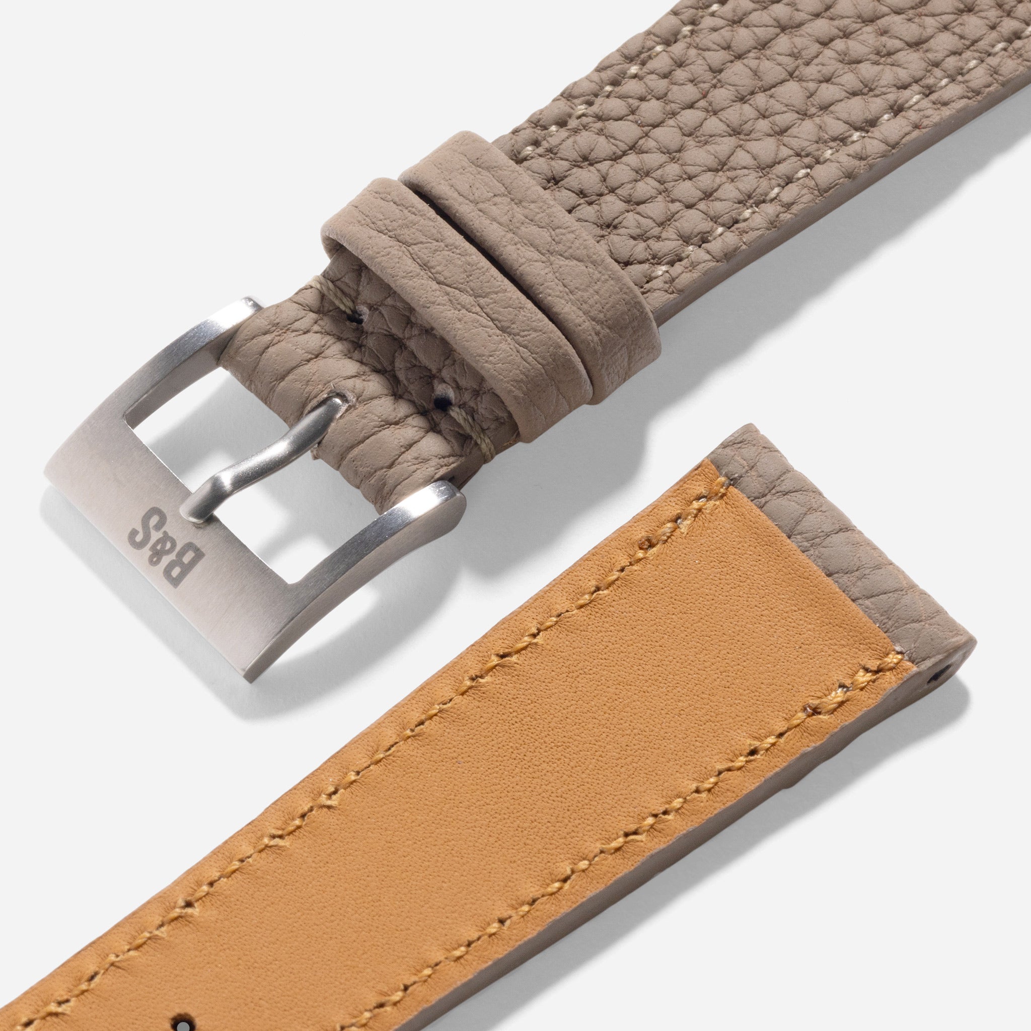 Togo Taupe Grey Tonal Leather Watch Strap
