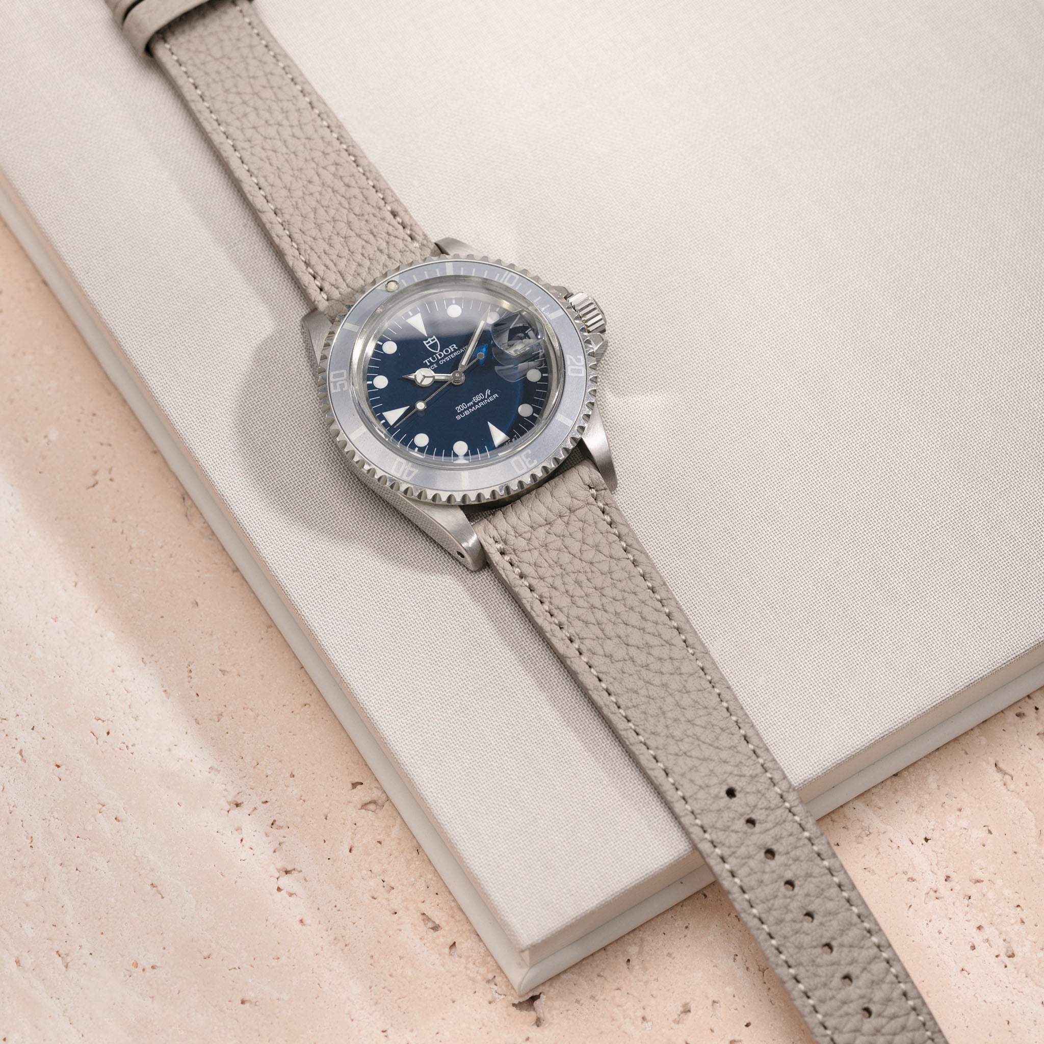 Togo Light Grey Tonal Leather Watch Strap