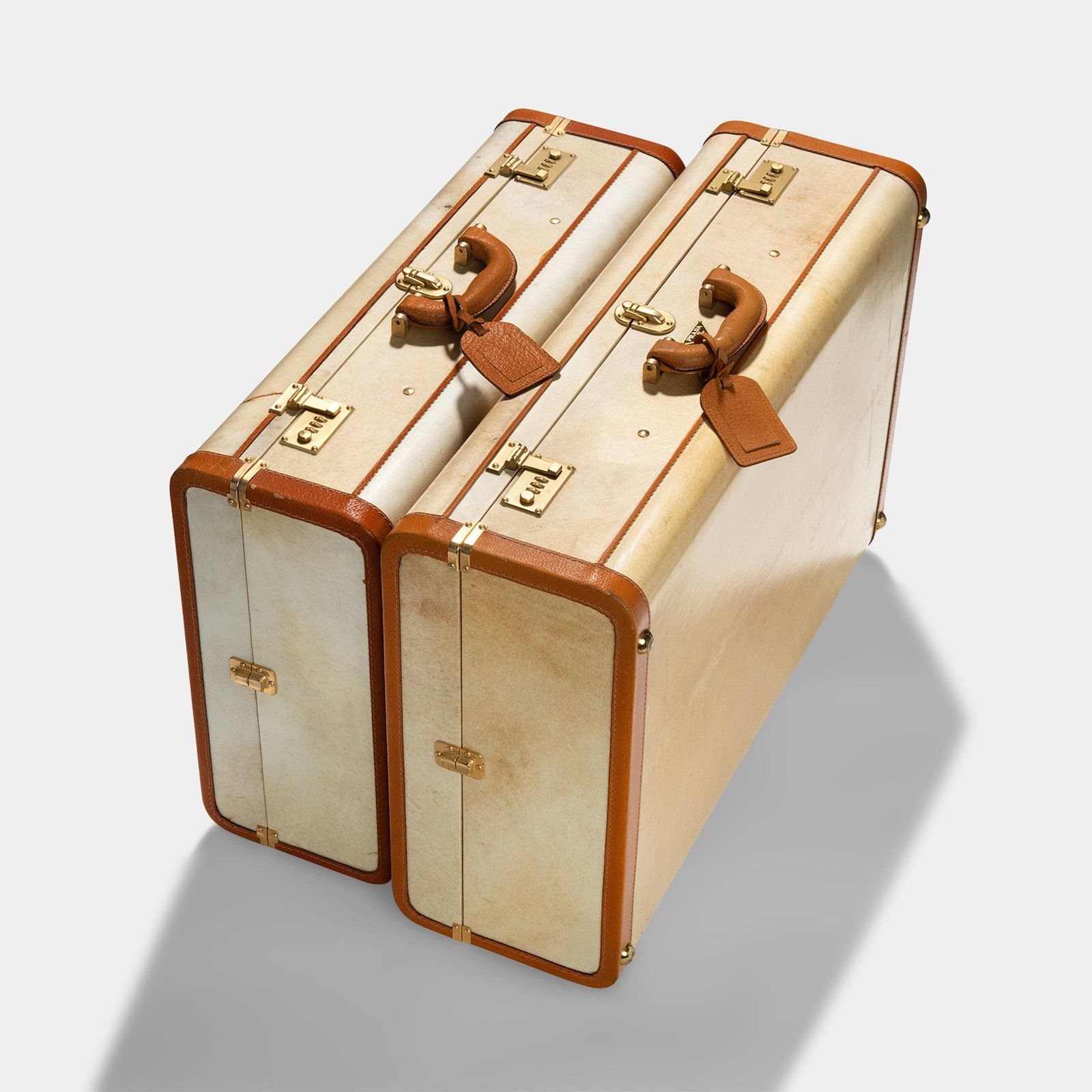 Vintage Pair of Prada Pergamena Hard Suitcases