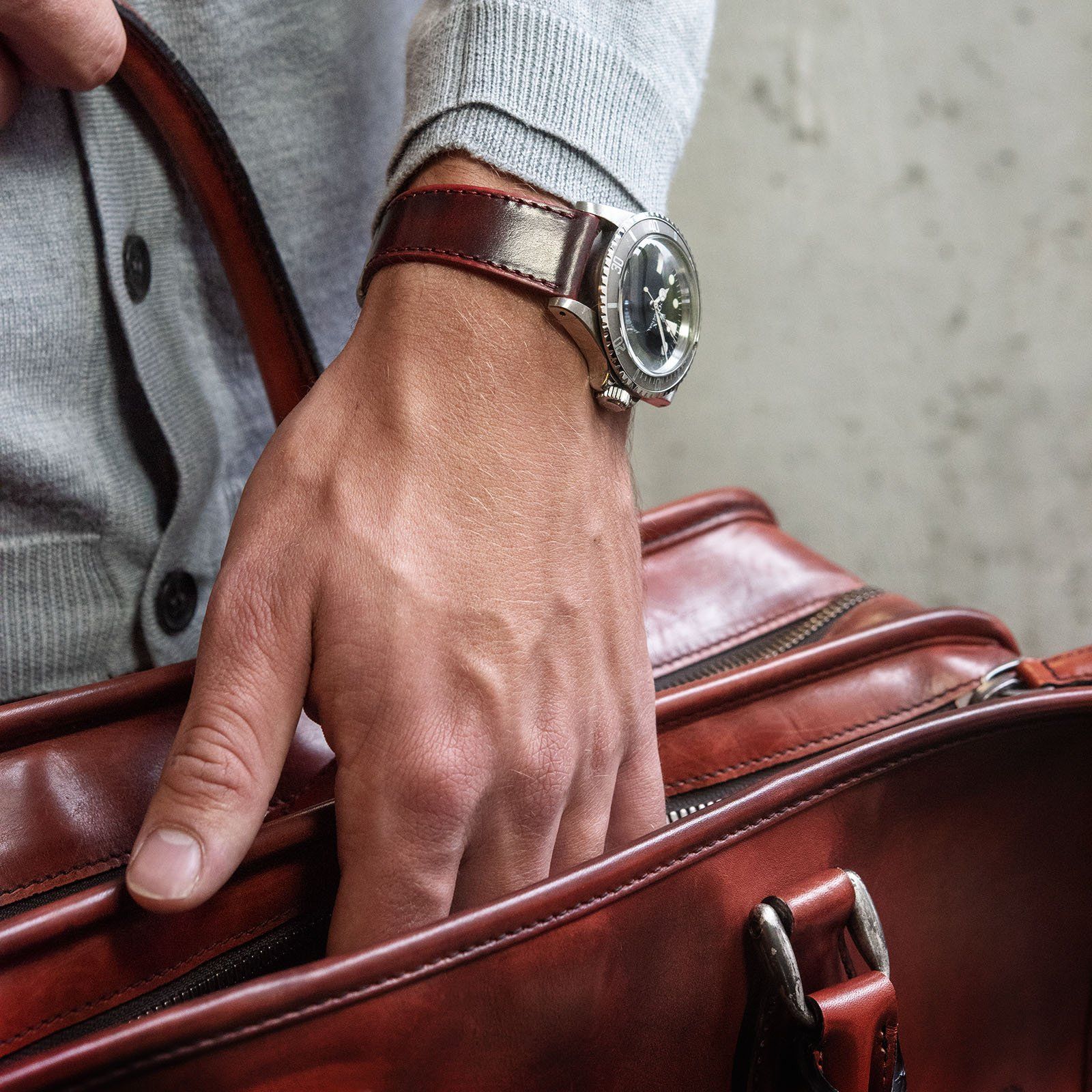 Vintage Berluti Deux Jour Large Briefcase Venezia Red