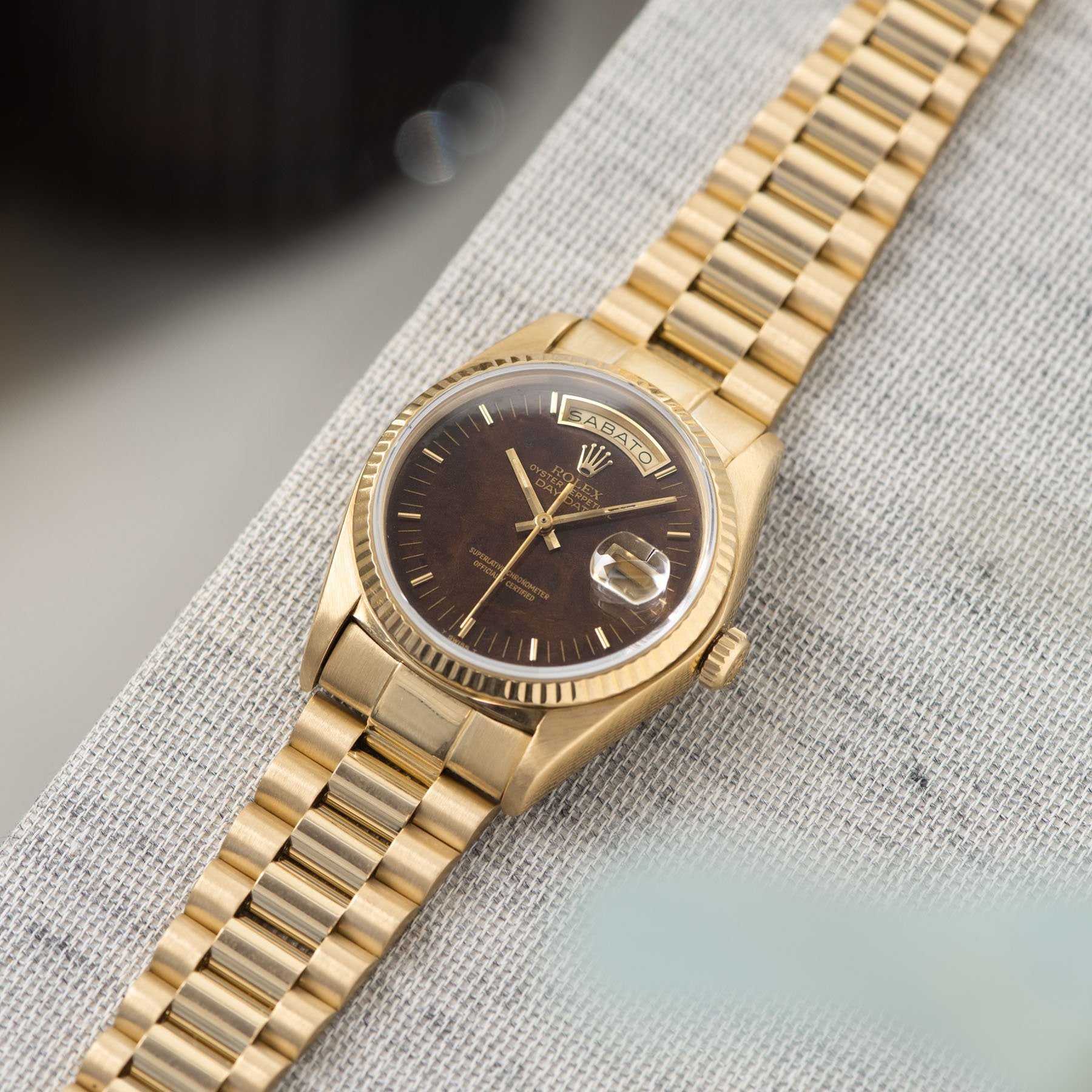 Rolex Day-Date Dark Wood Dial Reference 18038