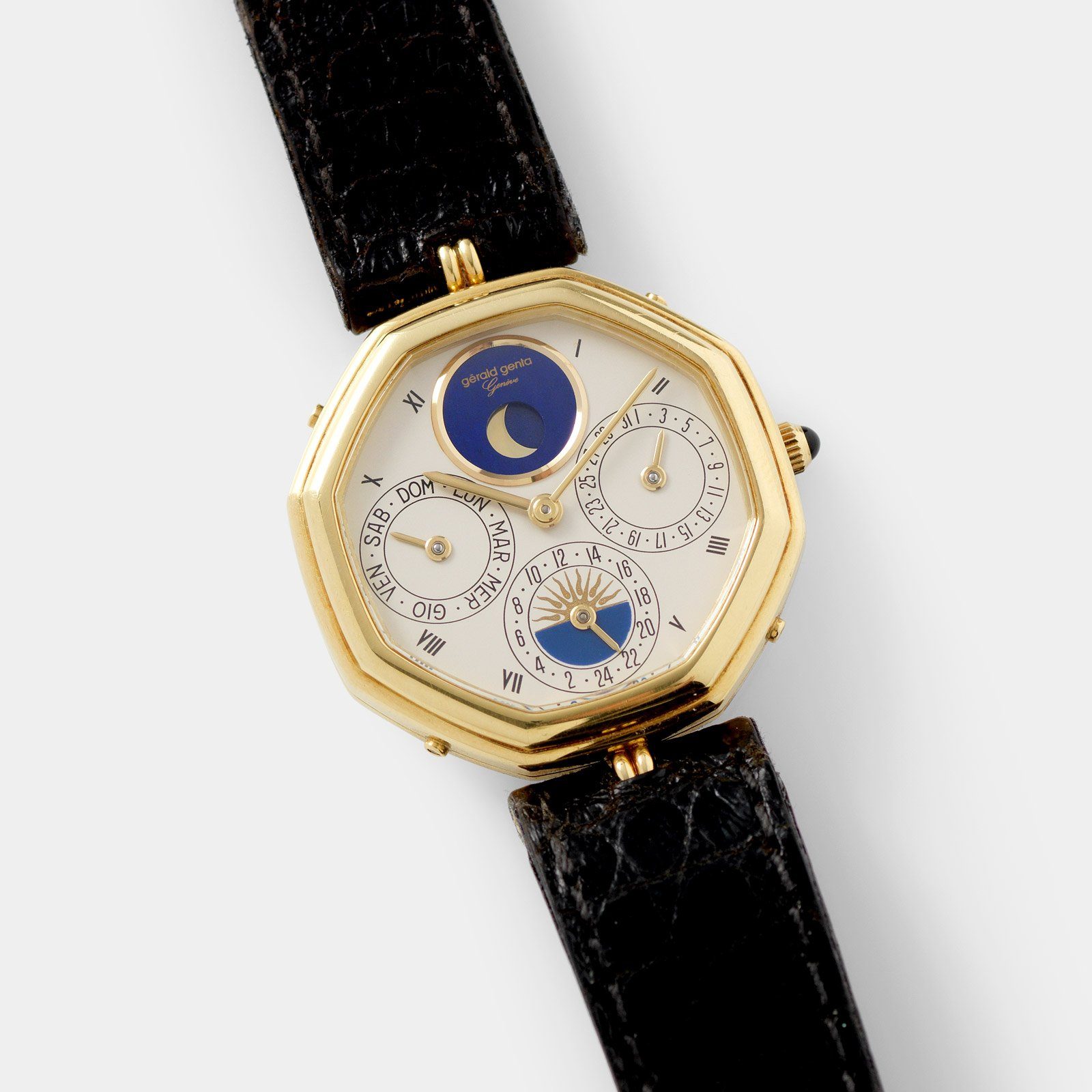 Gerald Genta “Succes “Day Date Moon Phase Ref 2747 with 24-hour indicator