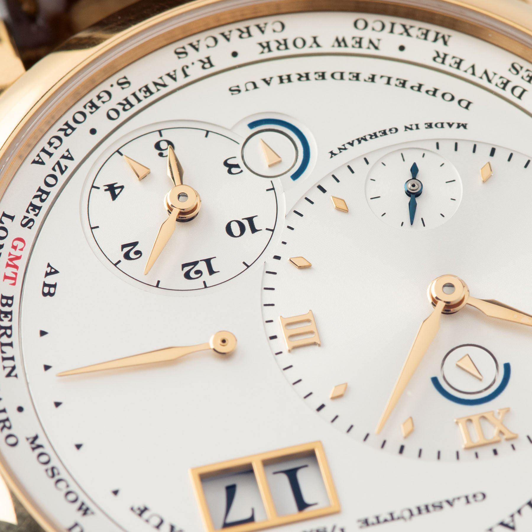 A. Lange & Söhne Lange 1 Time Zone Pink Gold with an outer world-timer ring