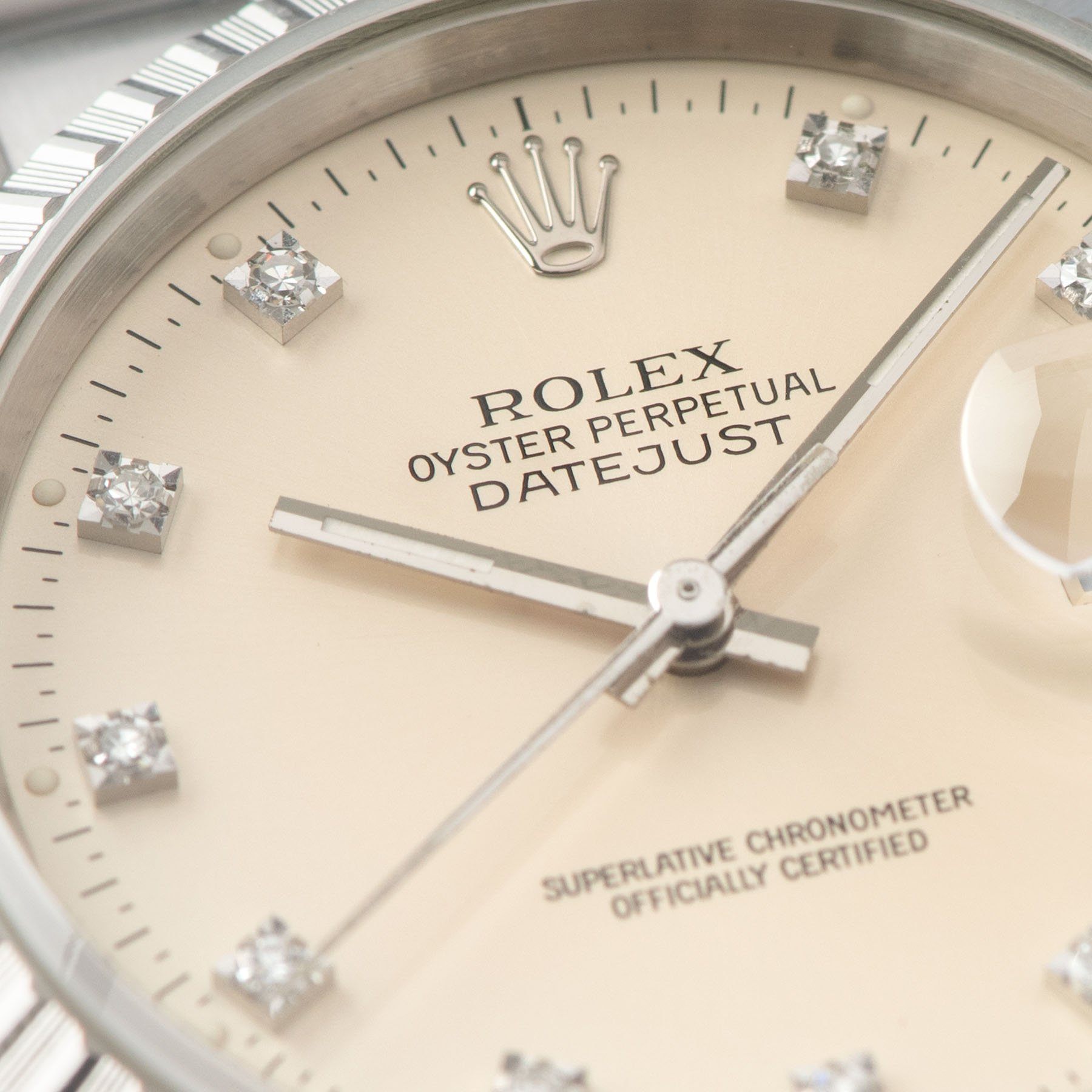 Rolex Datejust Silver Diamond Dial Reference 16220 with og guarantee paper