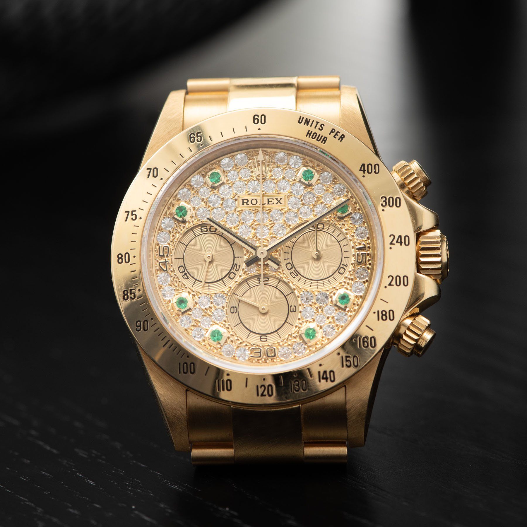 Rolex Cosmograph Daytona 16528 Pave Dial with Emerald Hours