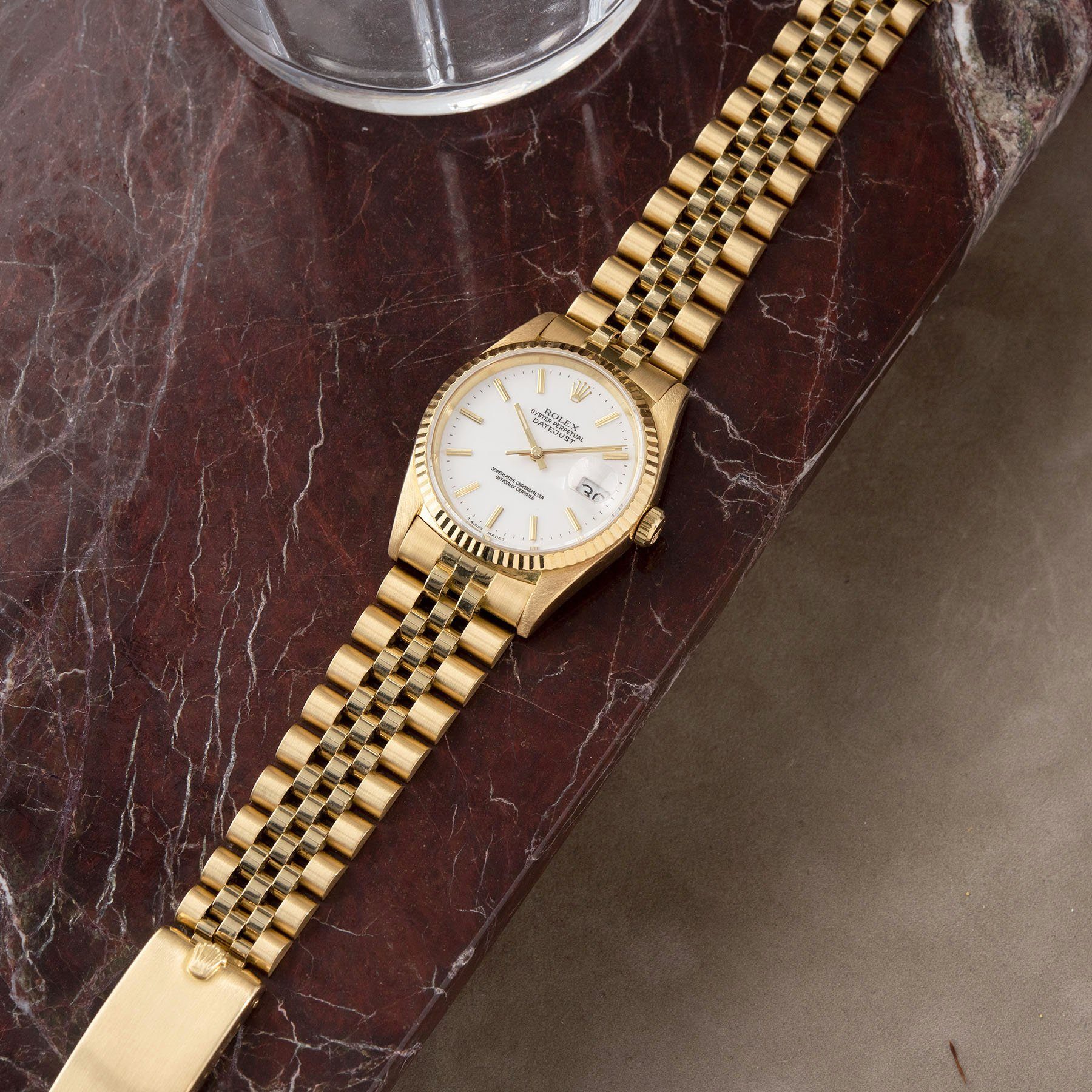 Rolex Datejust Yellow Gold with White Porcelain Dial 16238