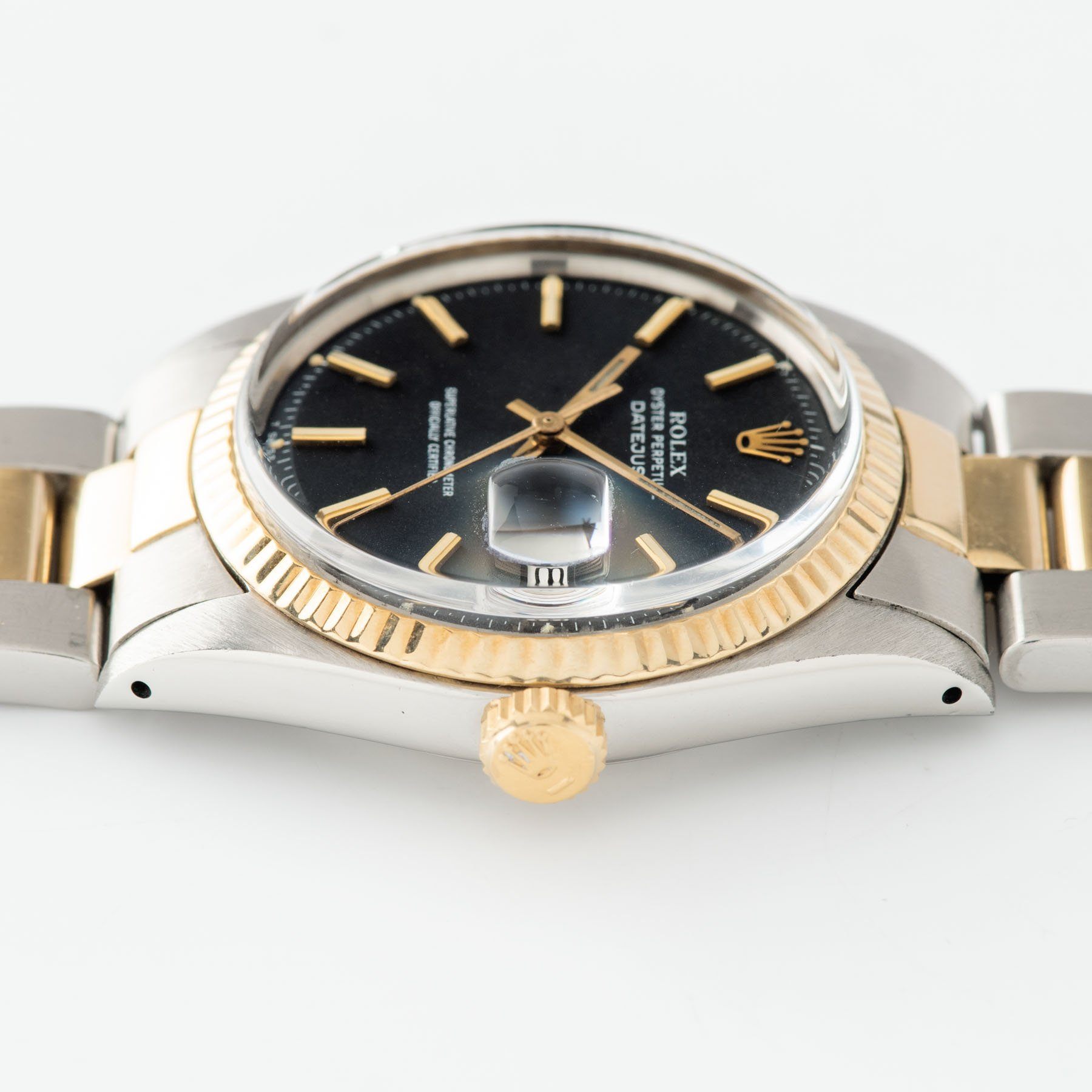 Rolex Datejust Steel and Gold 1601 Black Dial Box and Papers
