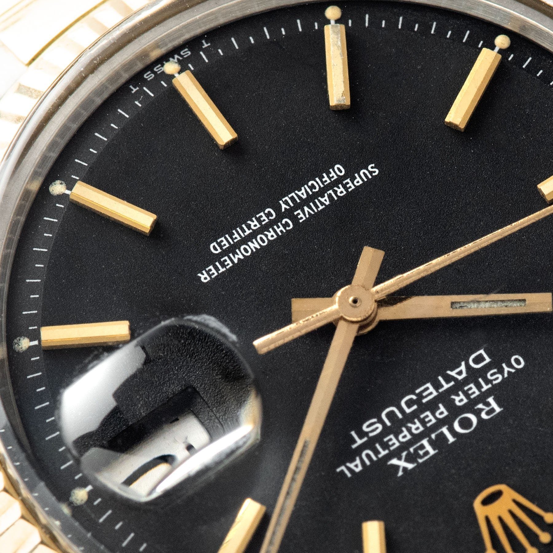 Rolex Datejust Steel and Gold 1601 Black Dial Box and Papers