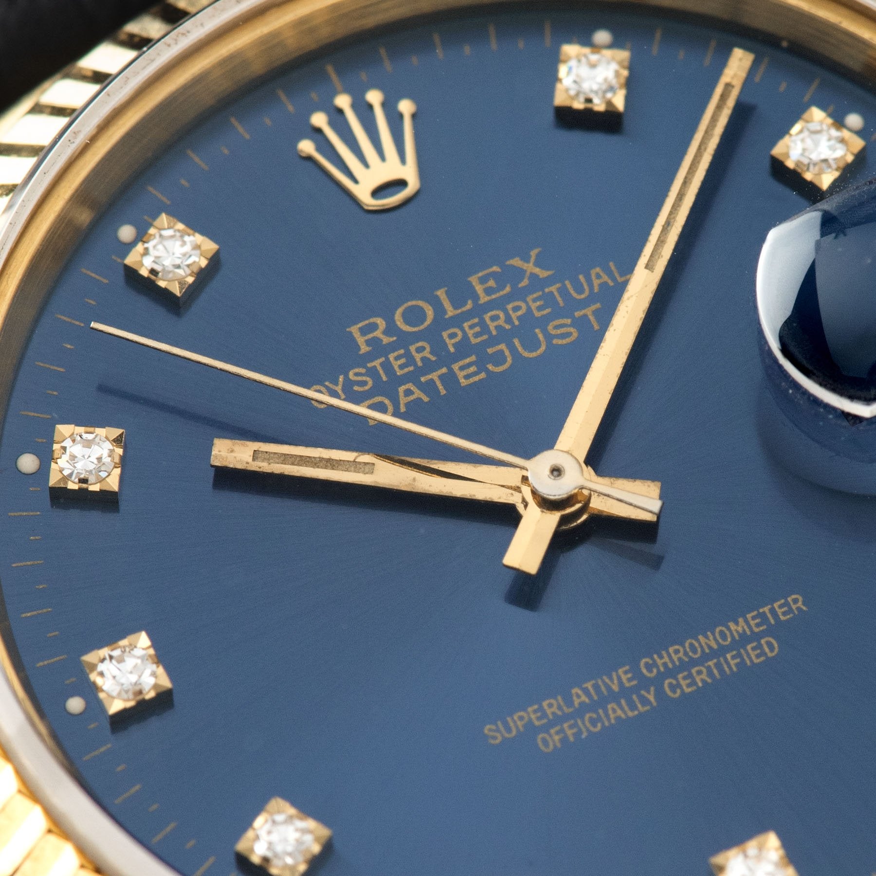 Rolex Datejust Yellow Gold 16018 Blue Diamond Hours Dial