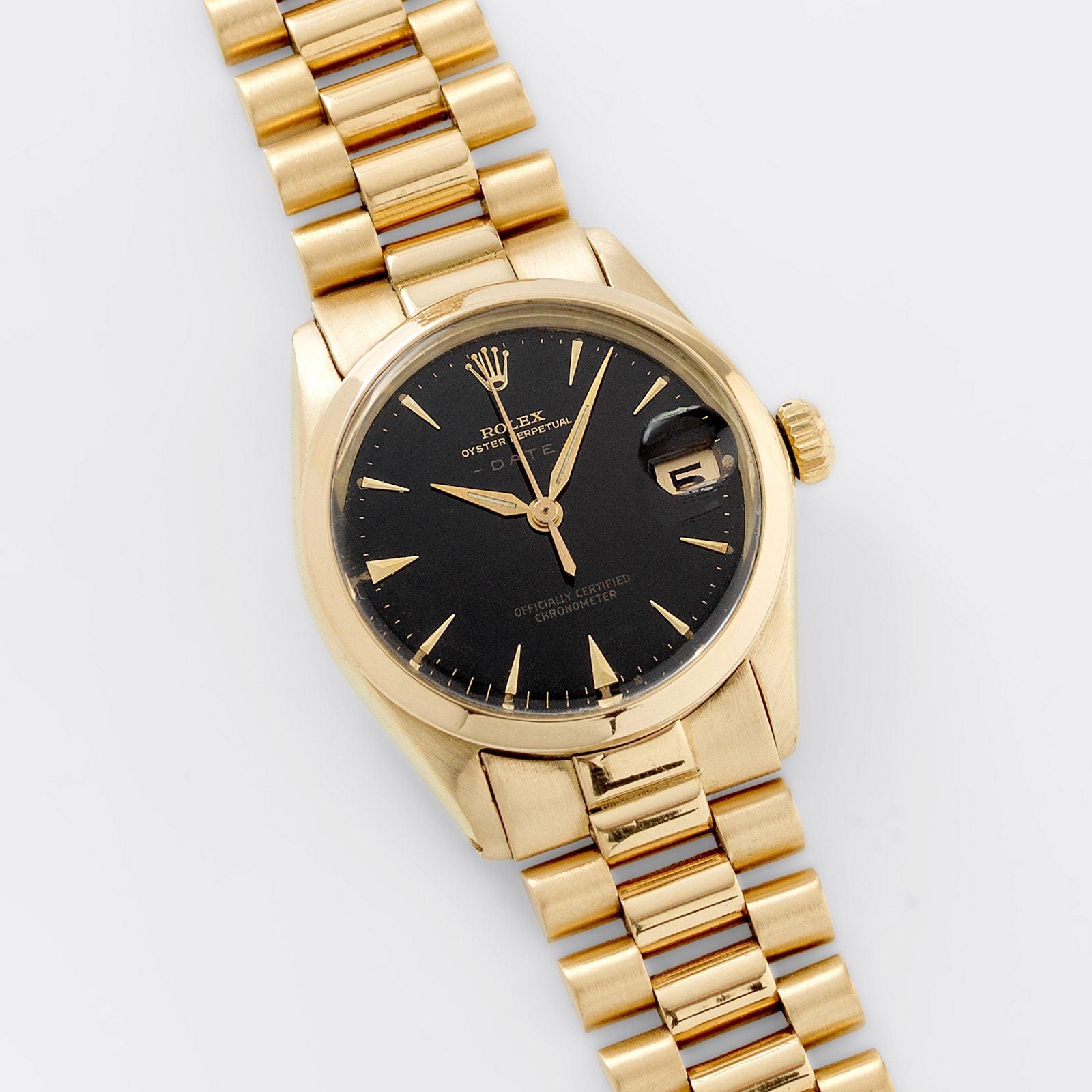 Rolex Oyster Perpetual Date Yellow Gold Gilt Dial 31mm