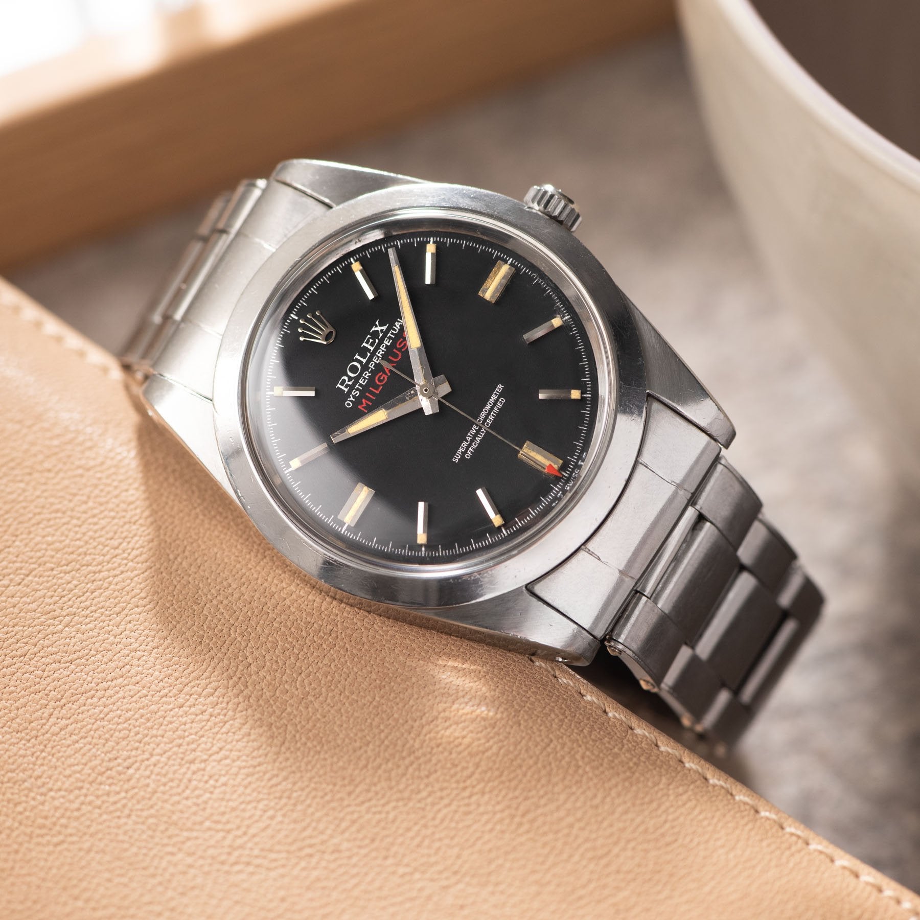Rolex Milgauss 1019 Black Dial Square Lume Box and Papers
