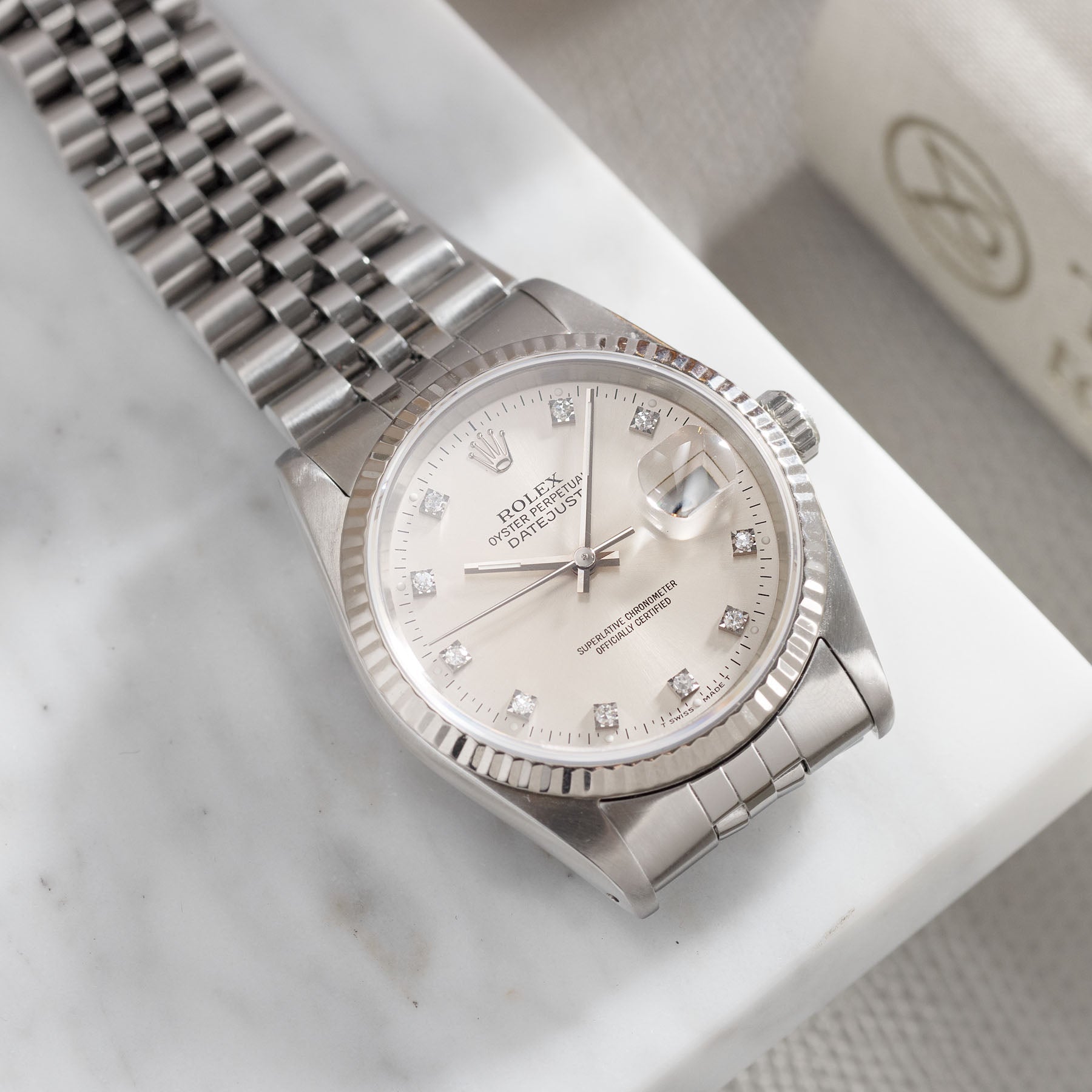 Rolex Datejust 16234 Diamond Hours Silver Dial