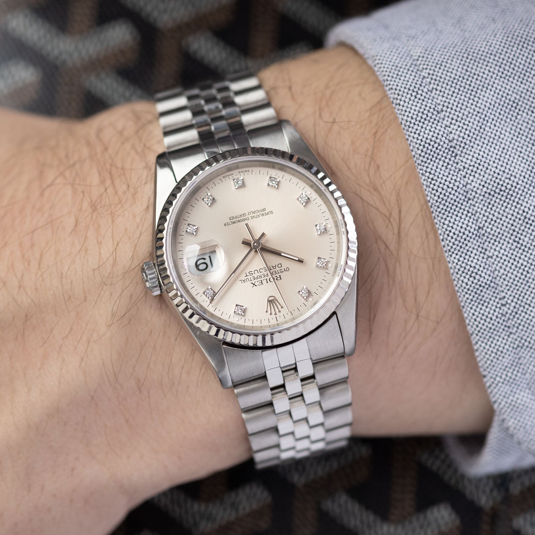 Rolex Datejust 16234 Diamond Hours Silver Dial