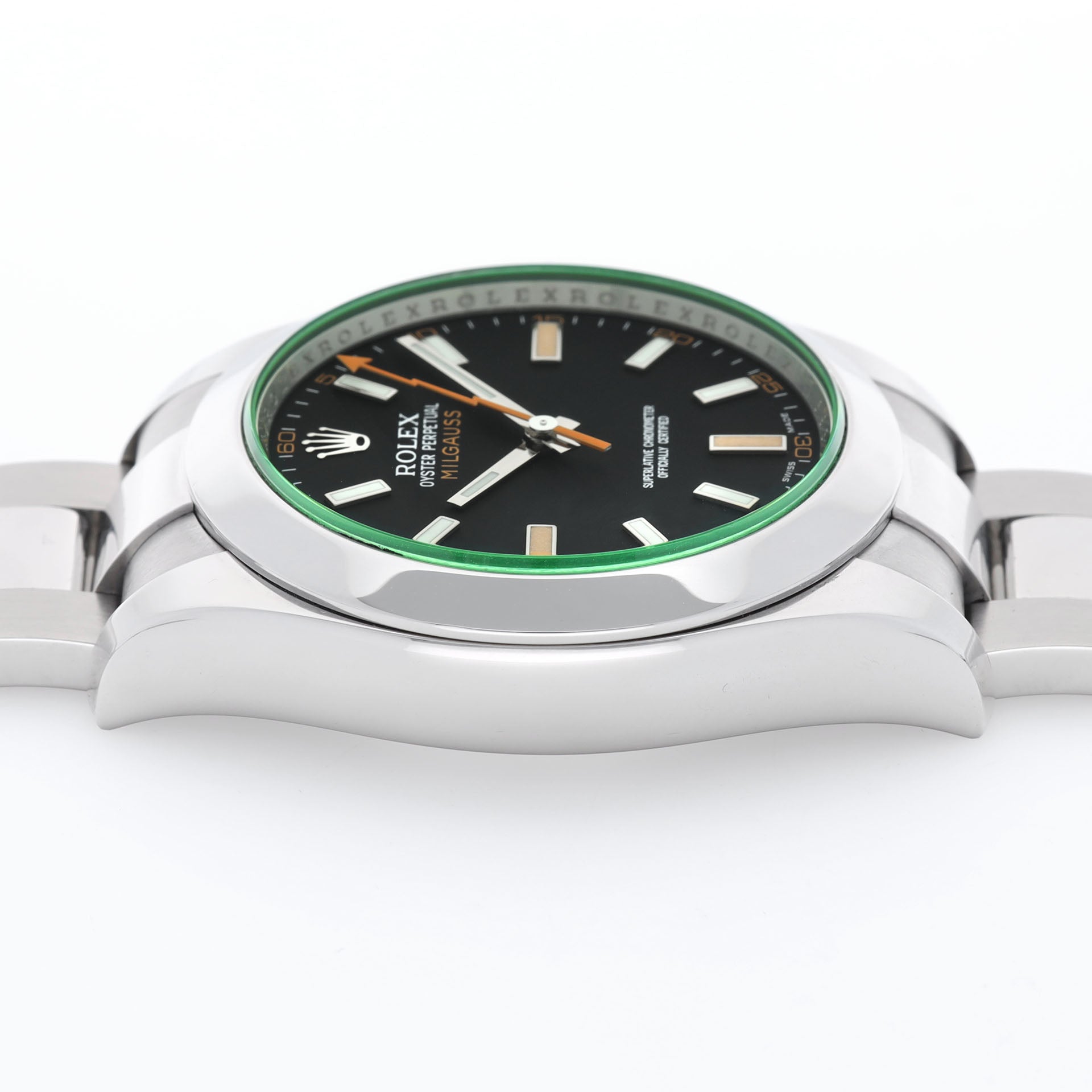 Rolex Milgauss 116400GV Black Dial Green Glass Box and Papers