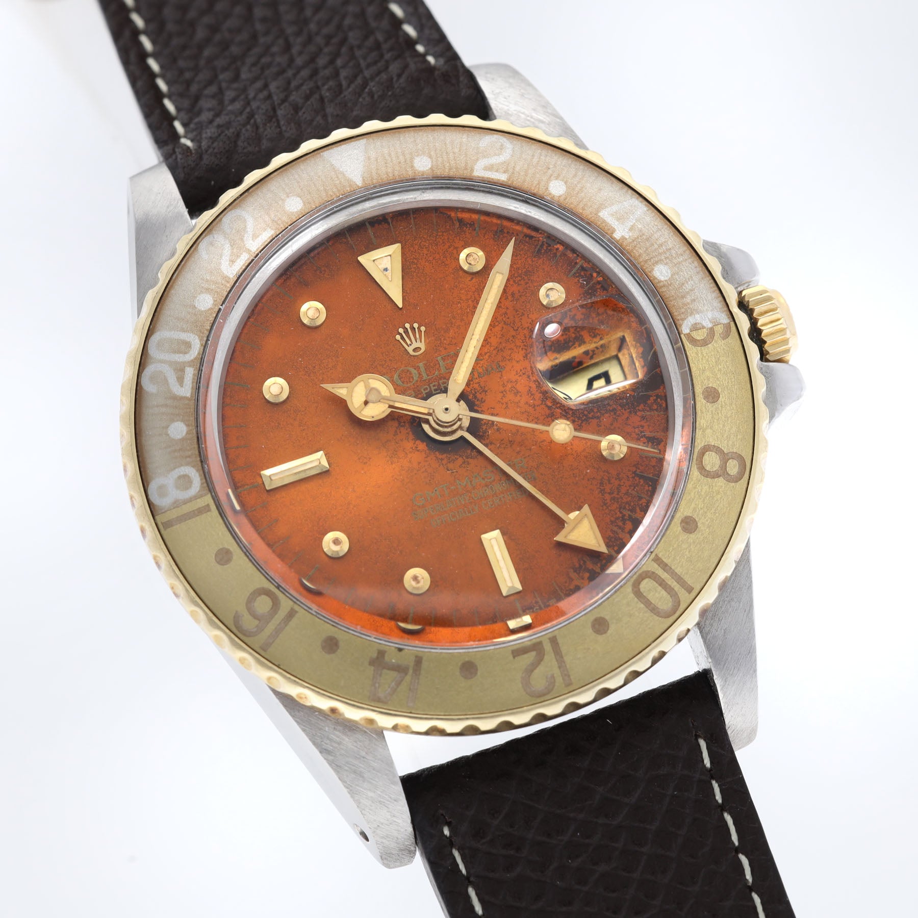 Rolex GMT-Master 1675 Two-Tone Topical Nipple Dial Root Beer