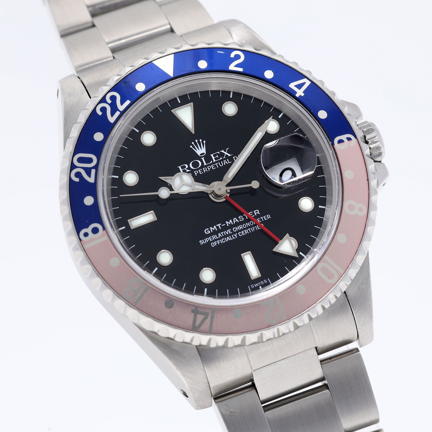 Rolex GMT Master 16700 Faded Pepsi Bezel Swiss Only Dial