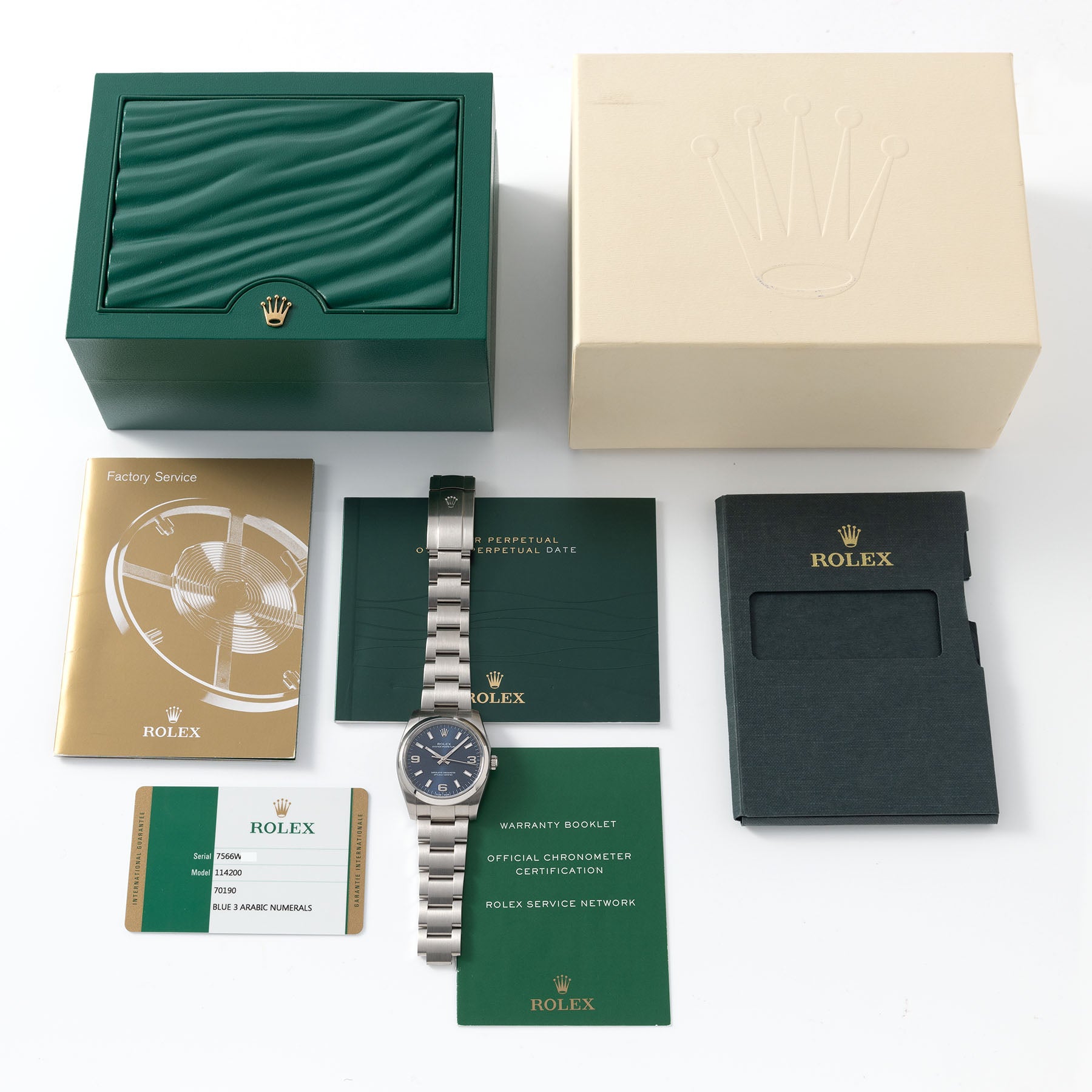 Rolex Oyster Perpetual Blue "Explorer" Dial Box and Papers ref 114200