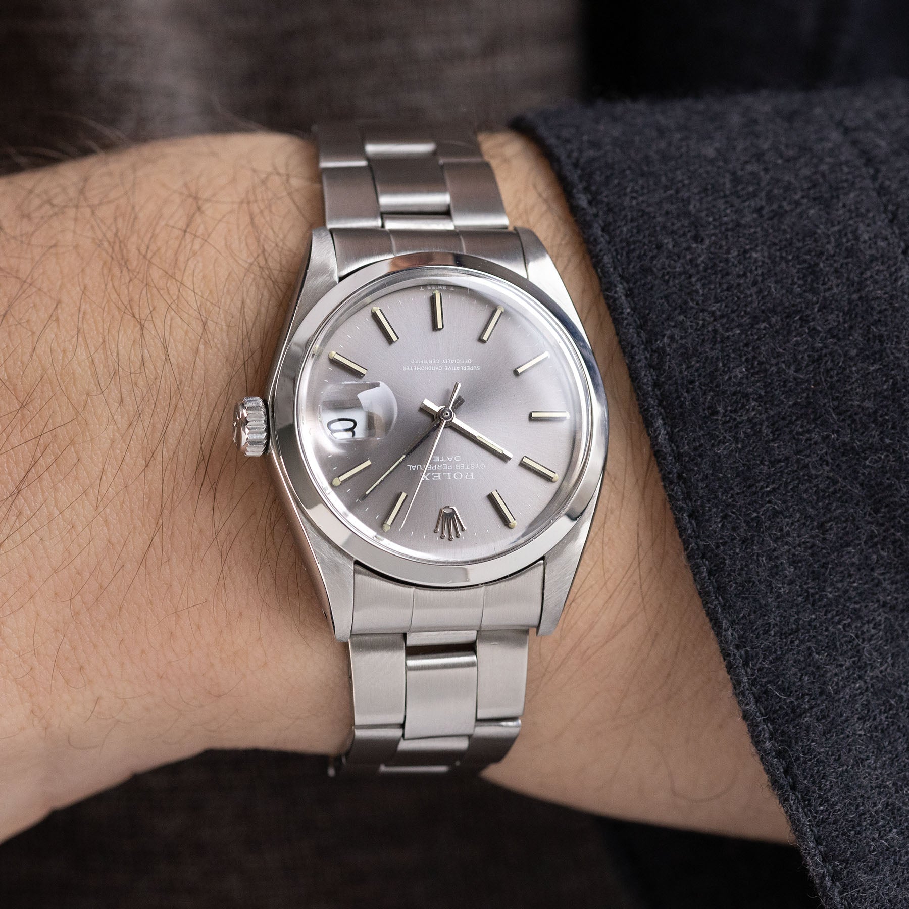 Rolex Oyster Perpetual Date Lavender Grey Dial ref 1500