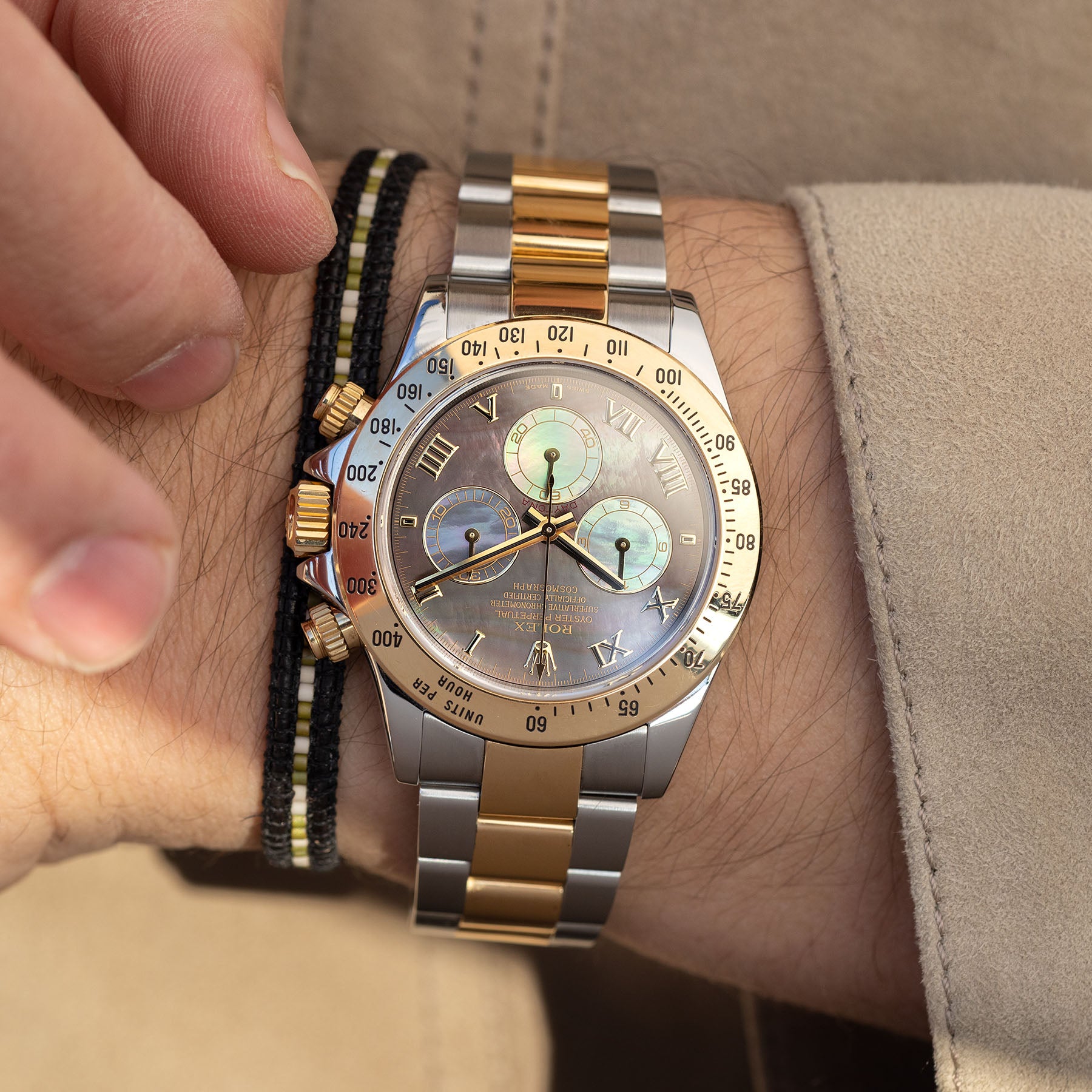 Rolex daytona mother on sale of pearl face