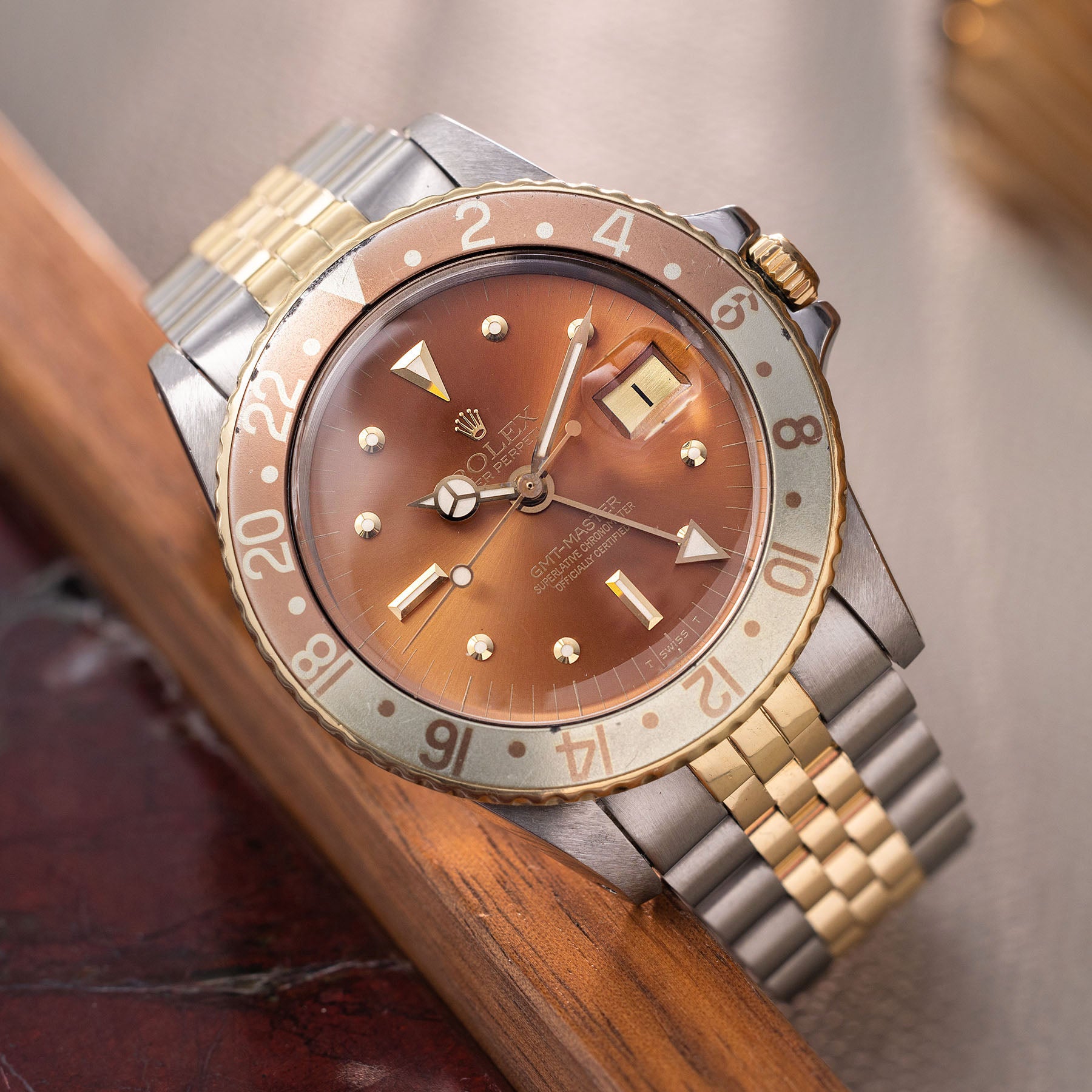 Rolex GMT Master ref 1675 3 Root Beer brown nipple dial