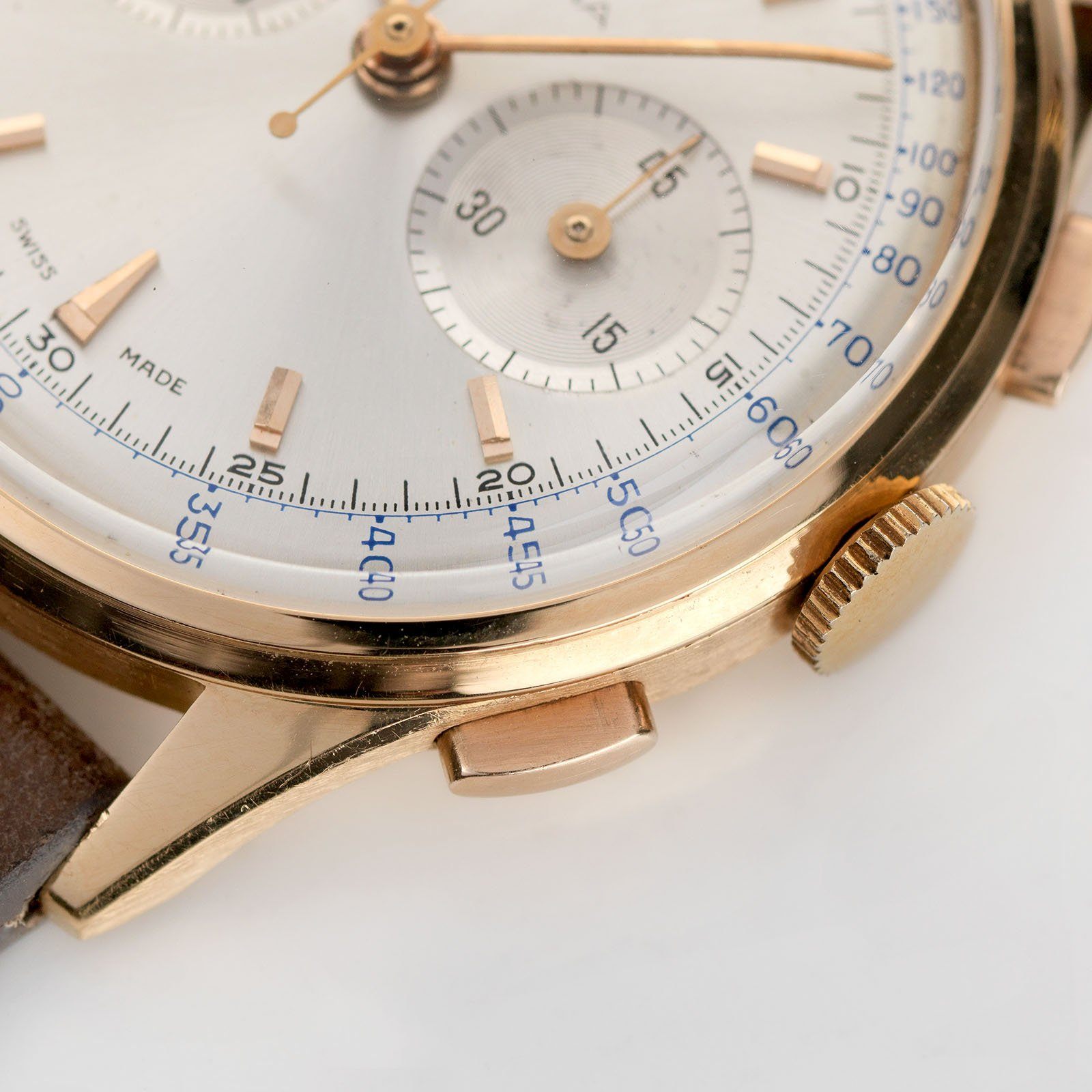 Certina Red Gold Pulsometer Chronograph Watch 1940s