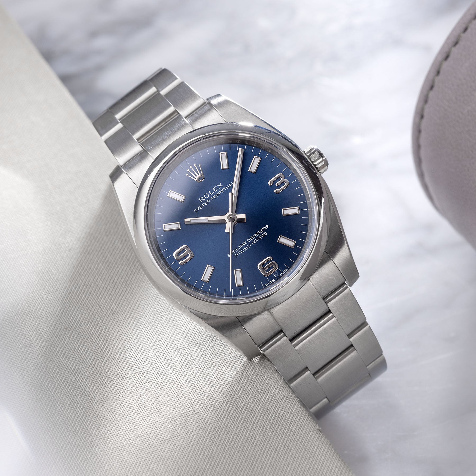 Rolex Oyster Perpetual Blue "Explorer" Dial Box and Papers ref 114200