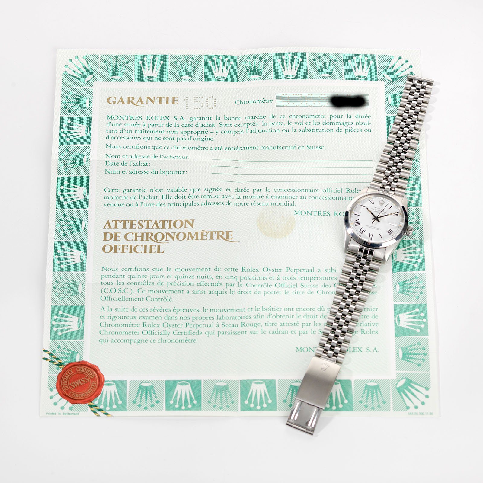 Rolex Datejust Ref. 16000 Buckley Dial with Papers