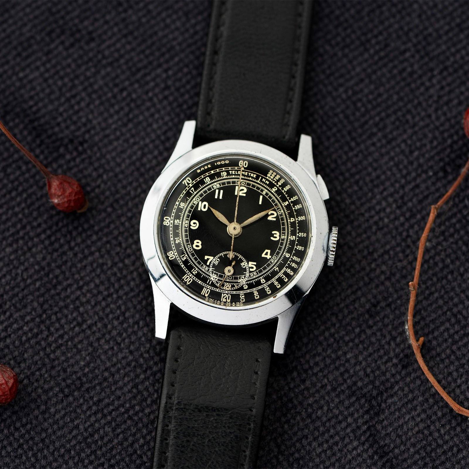 Black Dial Telemeter Chronograph Watch 1940s