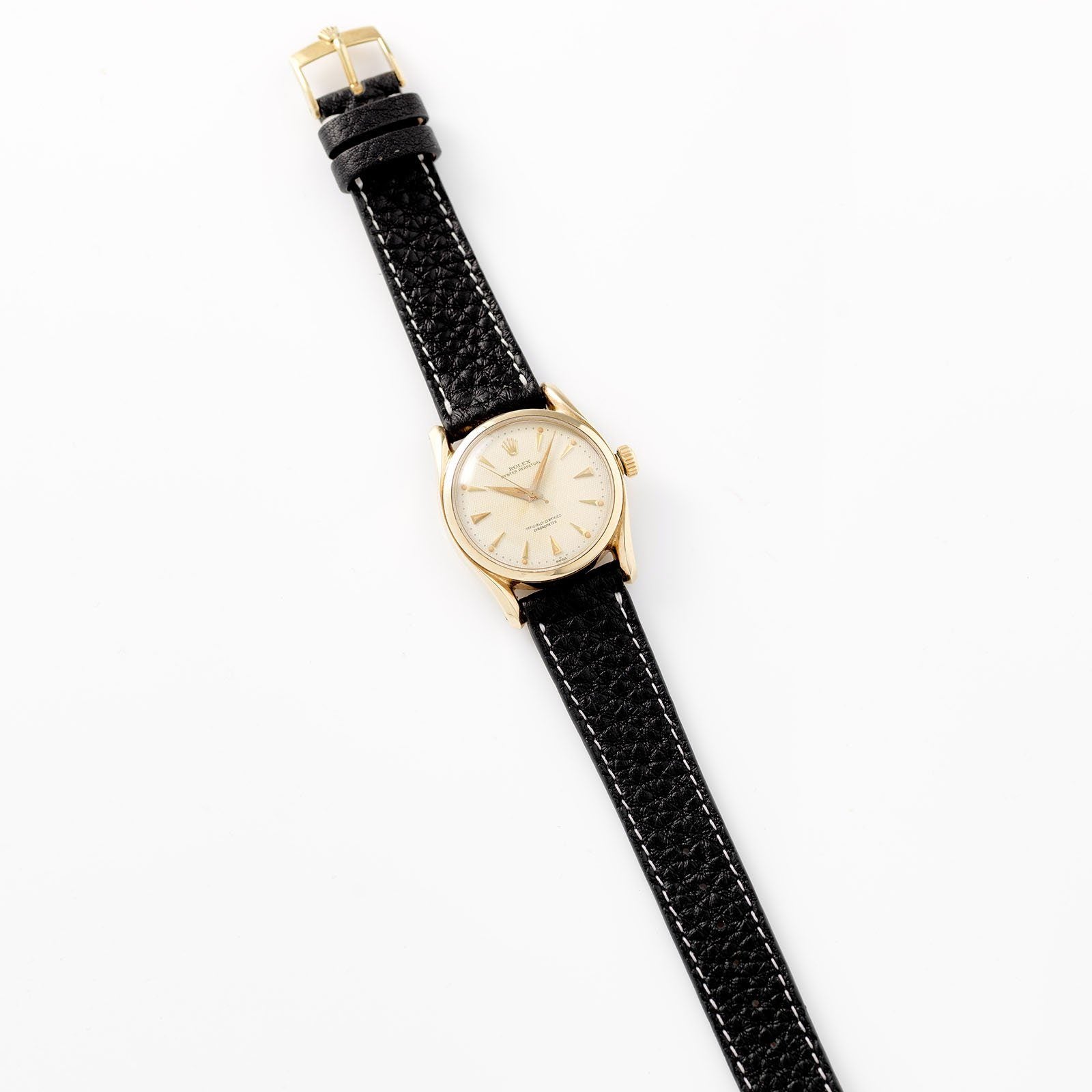 Rolex Oyster Perpetual Bombe Waffle Dial Gold 6102