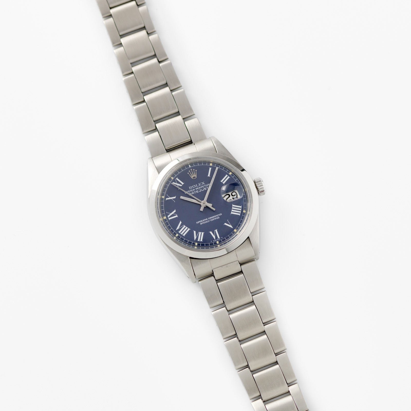 Rolex Datejust Reference 1600 Blue Buckley Dial