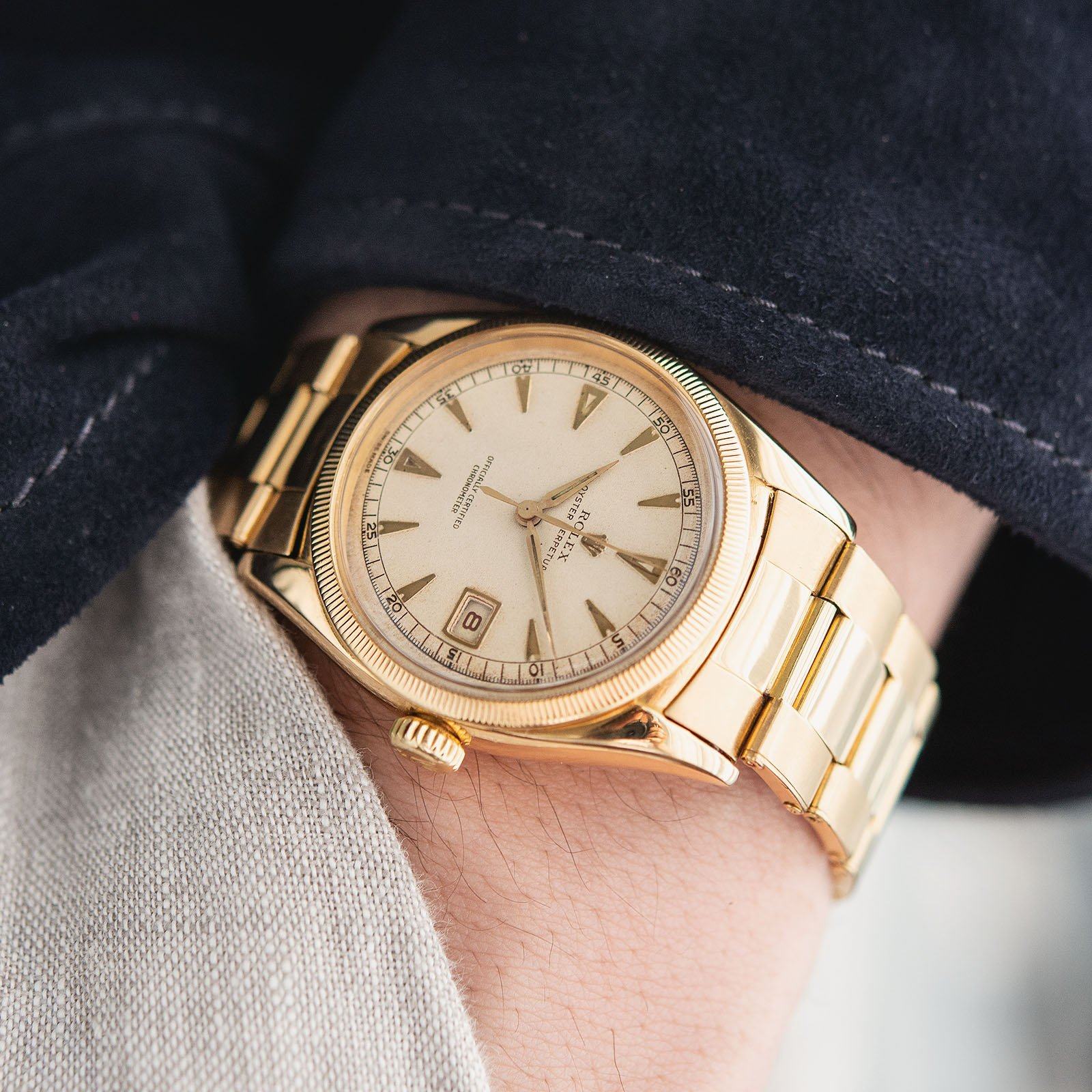 Rolex Ovettone Datejust Yellow Gold Reference 6155