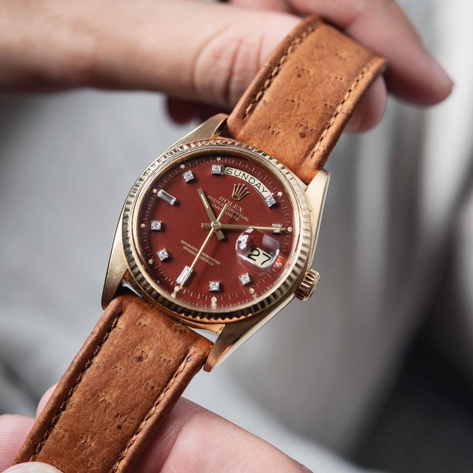 Rolex Oxblood Stella Dial with Diamonds Day Date 1803