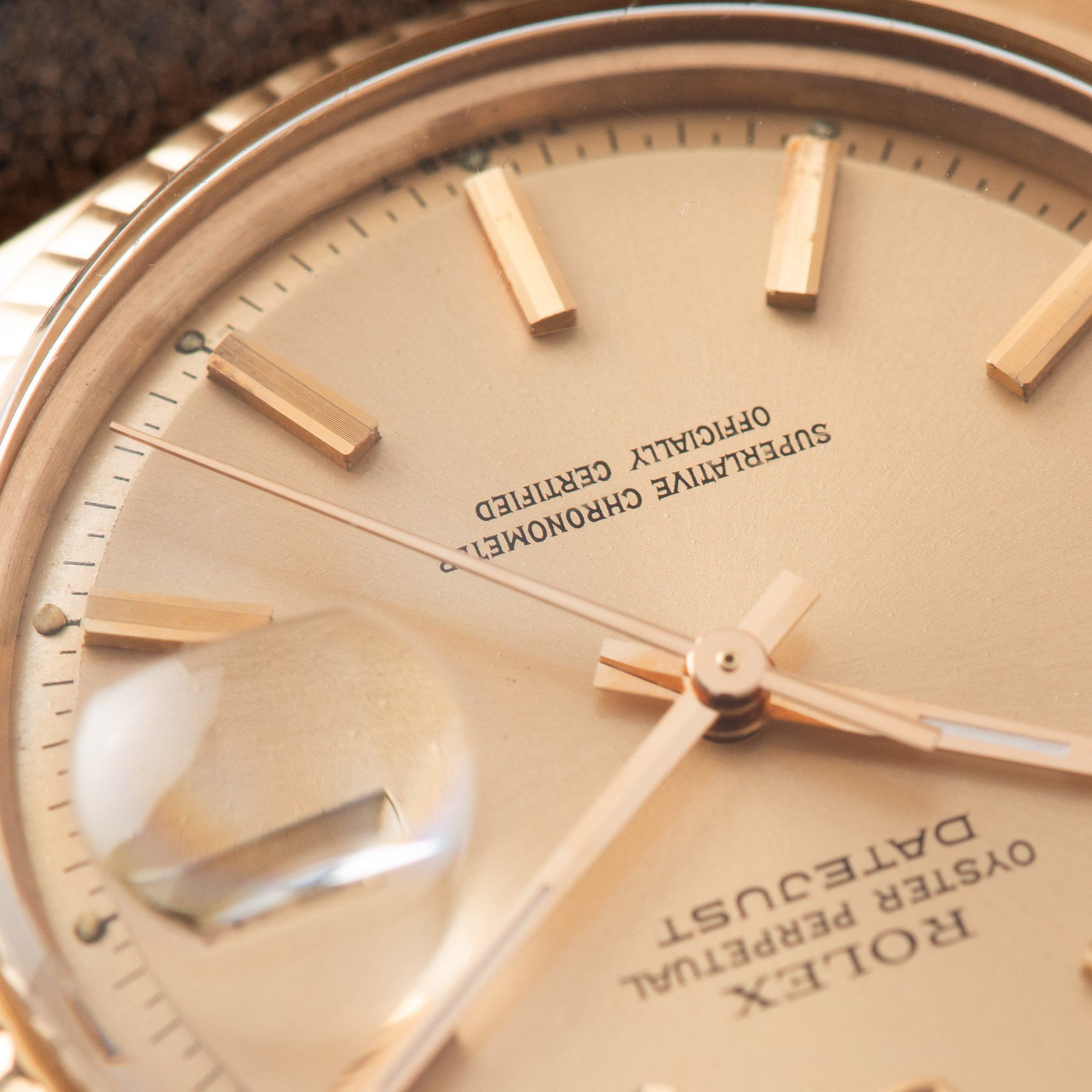 Rolex Datejust Rose Gold 1601 Rose Dial Punched Papers fitted with later luminova hands