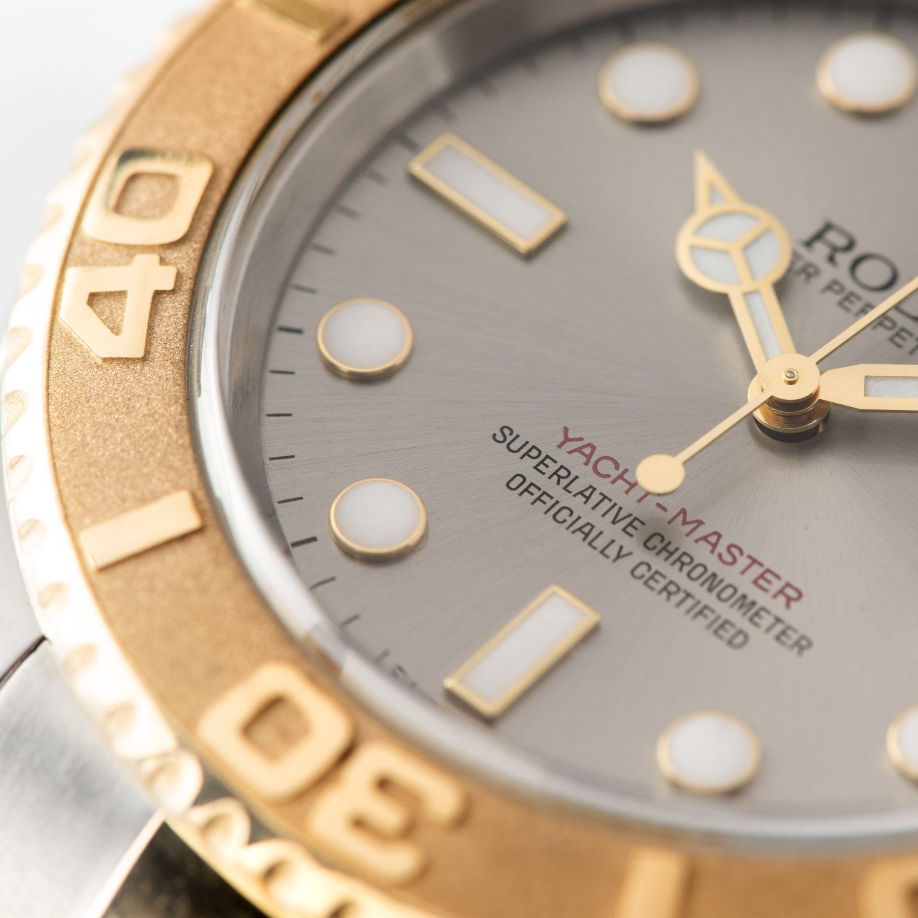 Rolex Yachtmaster Steel and Gold 16623 Grey Dial with a red line of text