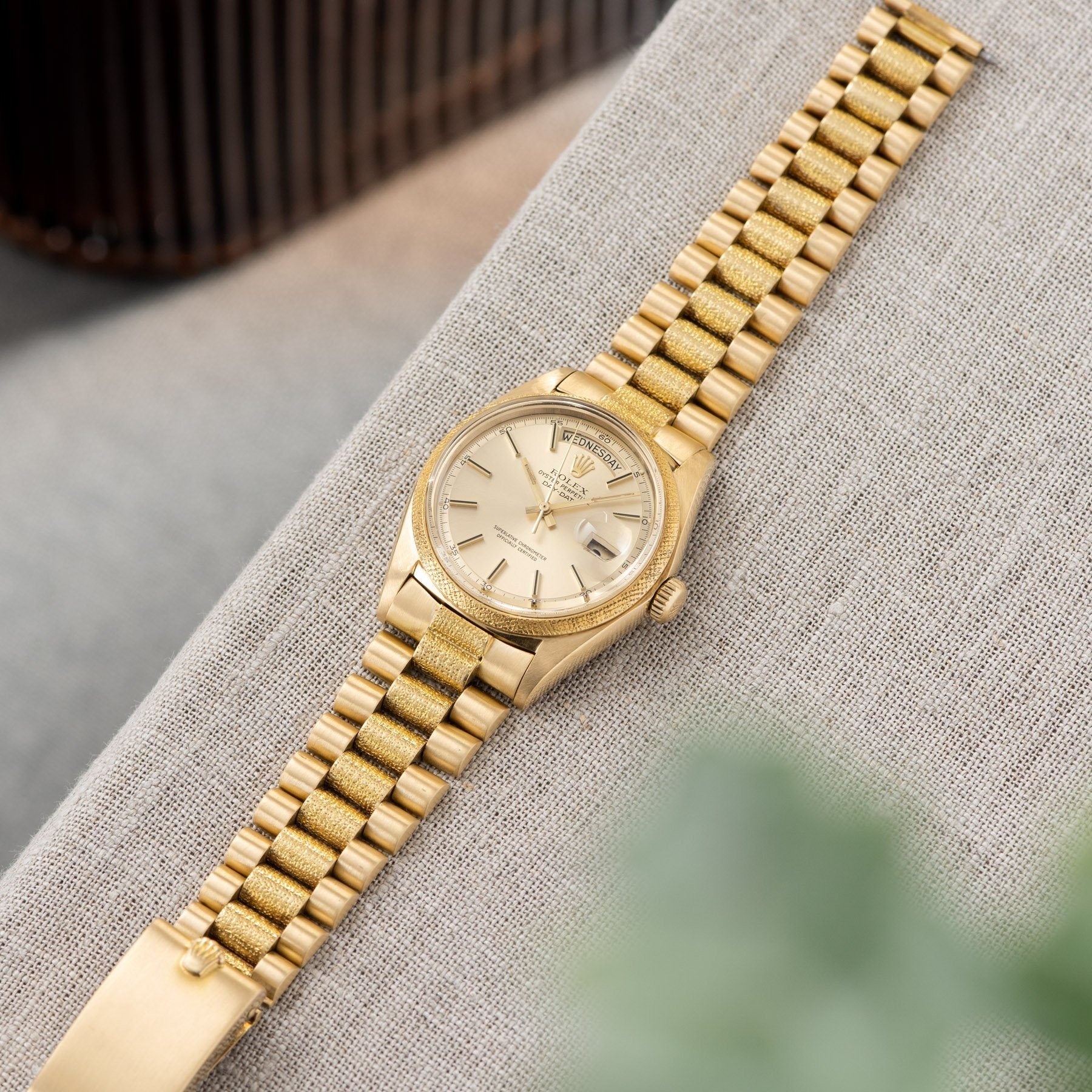 Rolex Day Date Yellow Gold Morellis Finish 1811 with yellow gold President bracelet