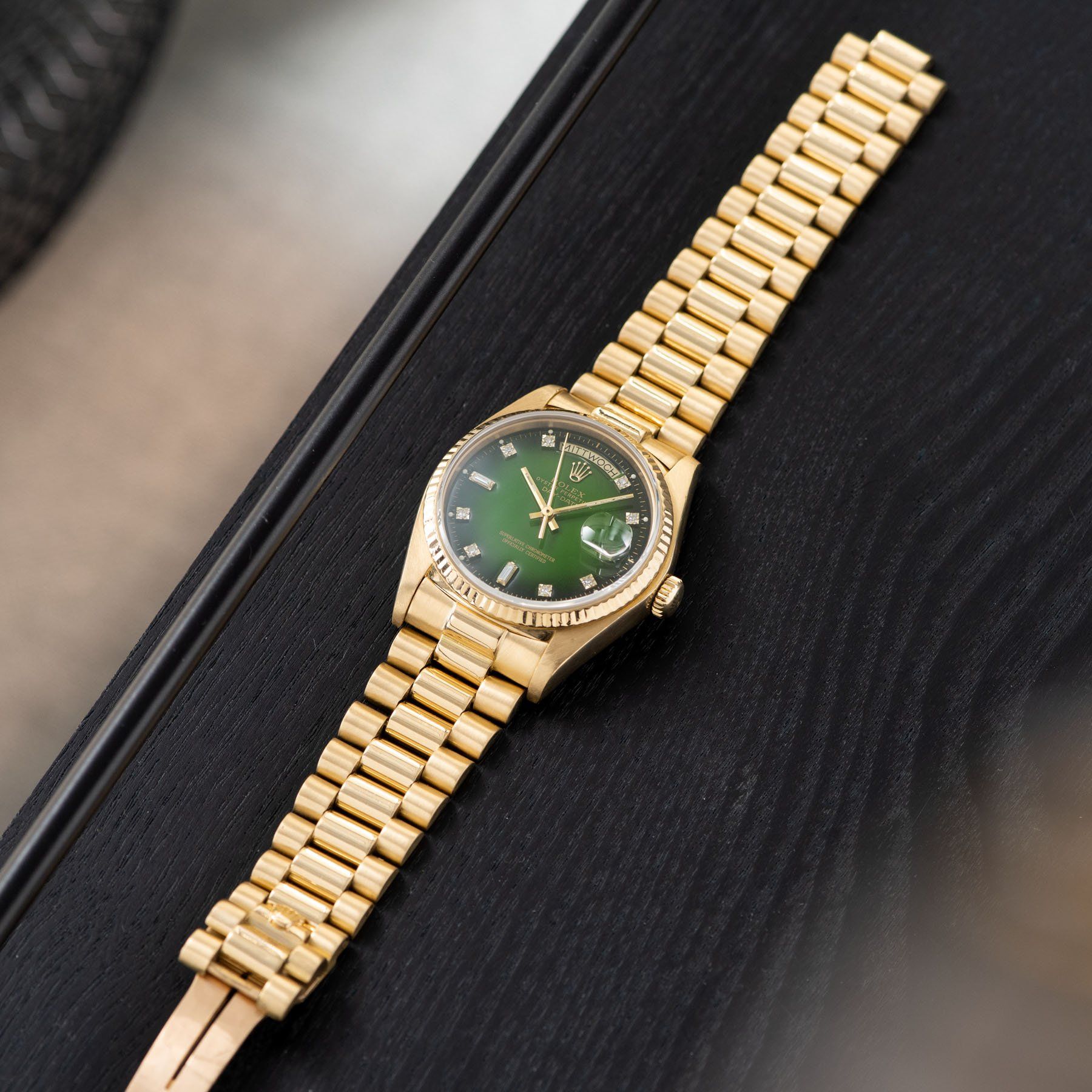 Rolex Day-Date Green Dégradé Dial 18038 with President bracelet