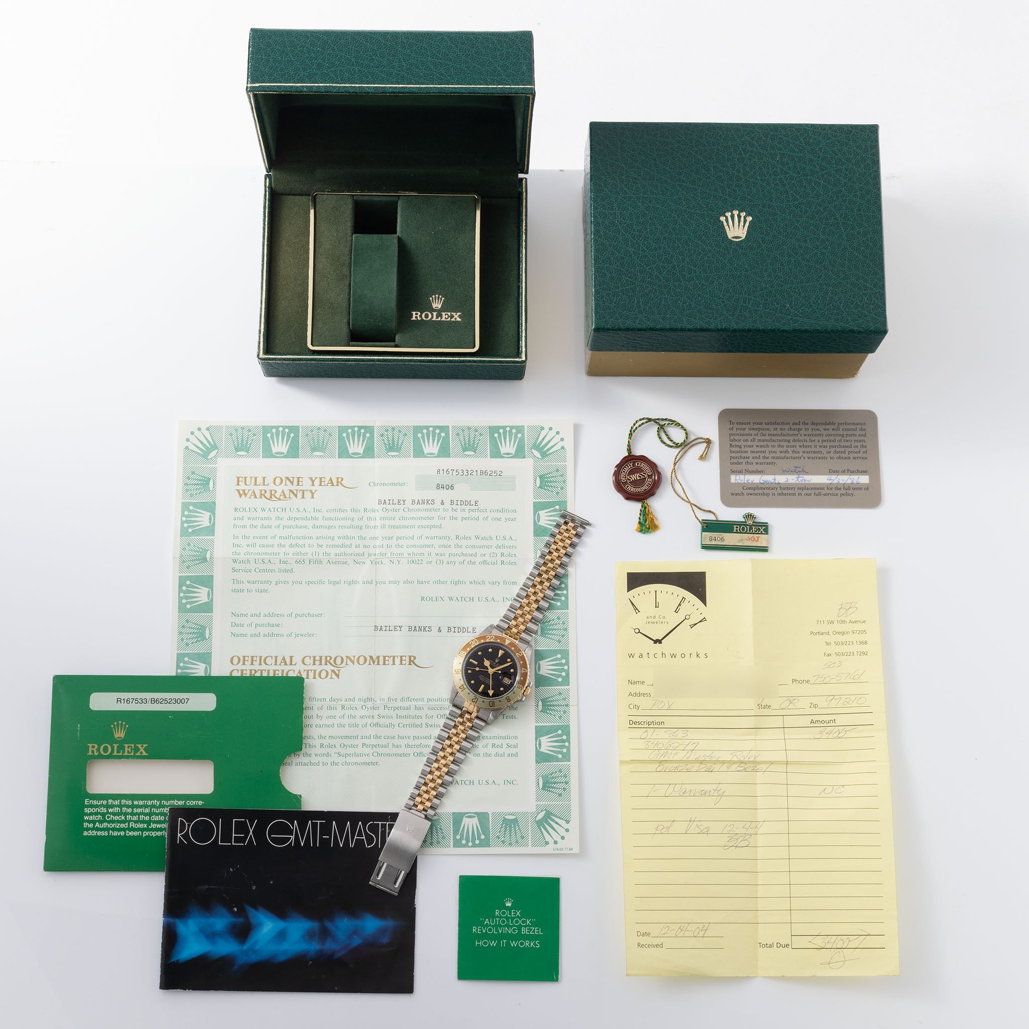 Rolex GMT Master Black Nipple Dial Box and Papers Ref 16753