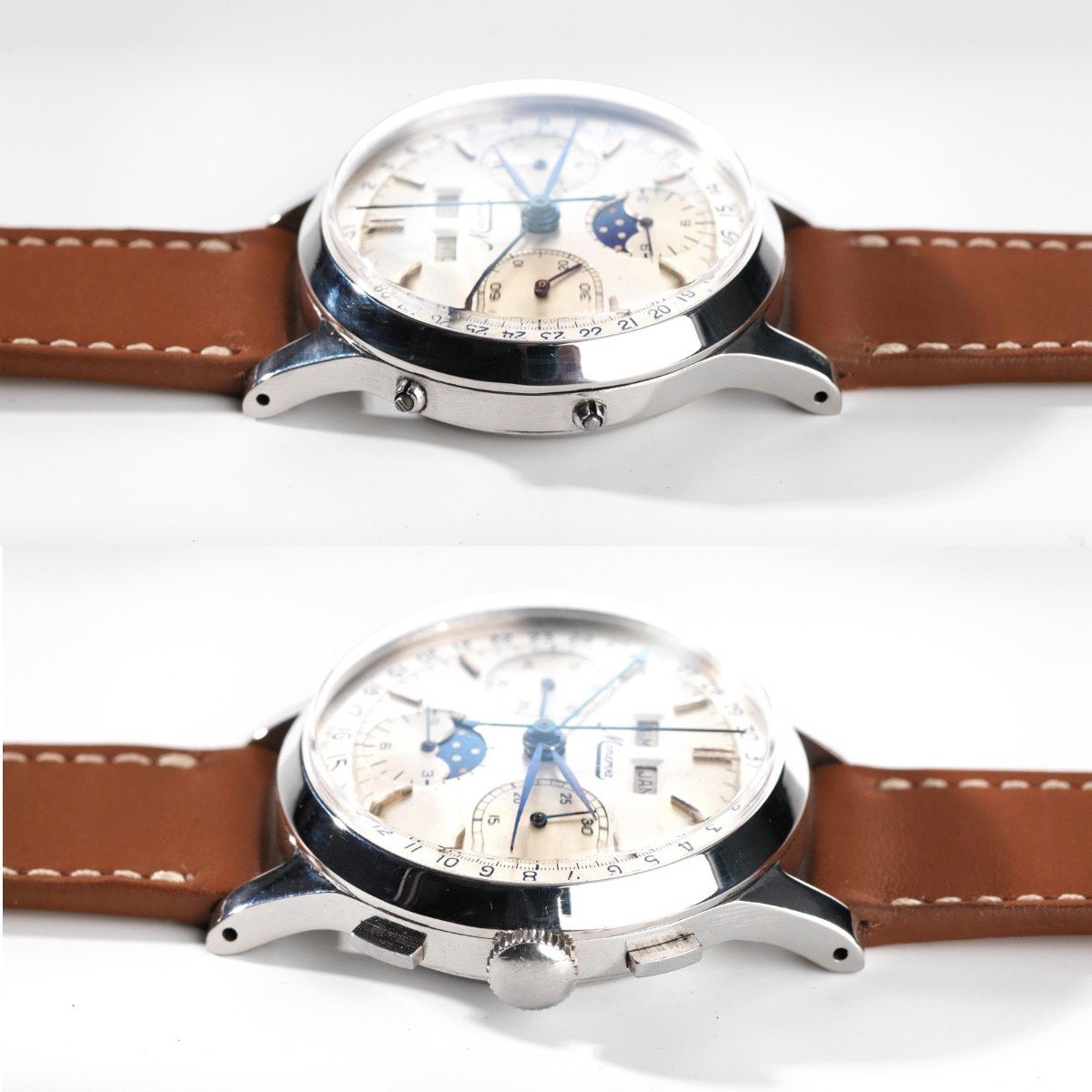Minerva Triple Date Moonphase Chrono Valjoux 88 1950s 