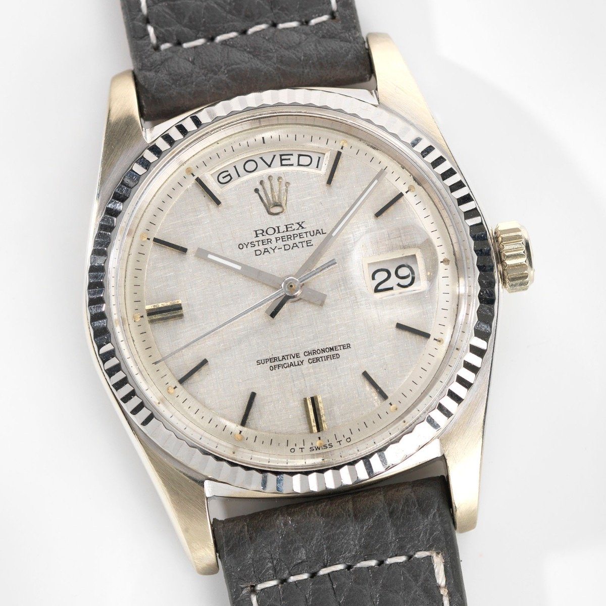 Rolex White Gold Day-Date Linen Sigma Dial 1803