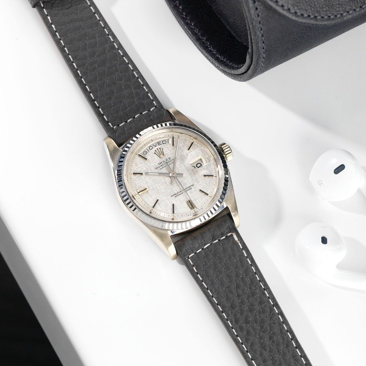 Rolex White Gold Day-Date Linen Sigma Dial 1803