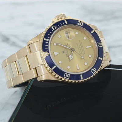 Rolex Submariner Date 18k Yellow Gold Tropical Dial ref 16808