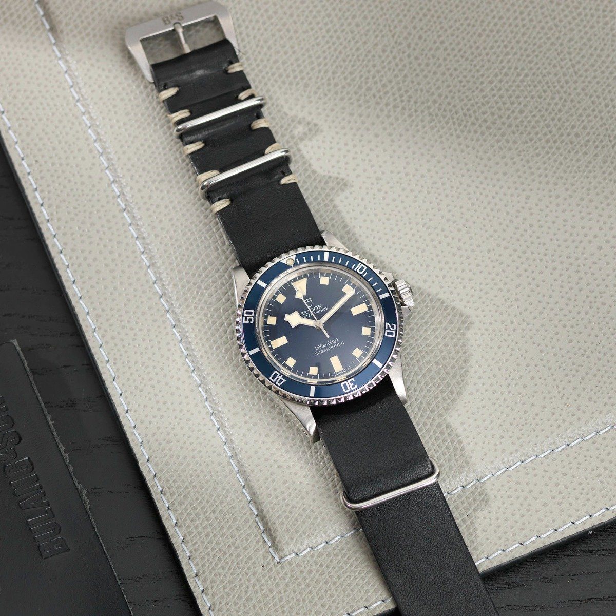 Tudor Black Nato Leather Watch Strap
