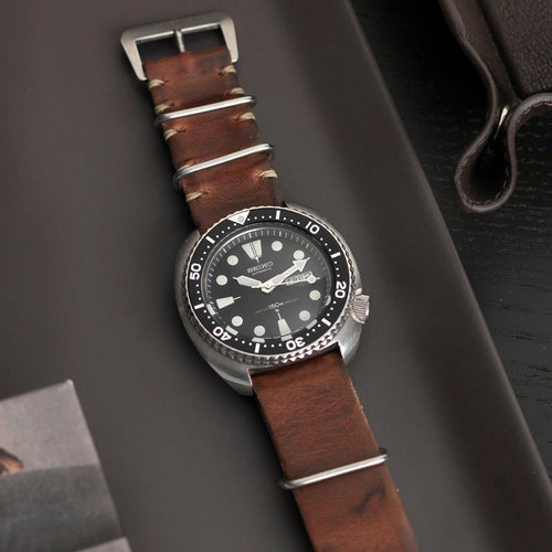 Siena Brown Nato Leather Watch Strap