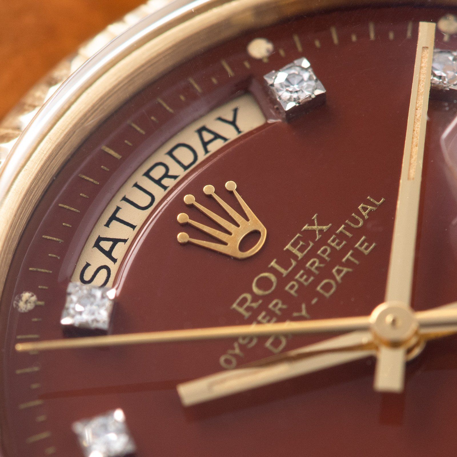 Rolex Oxblood Stella Dial with Diamonds Day Date 1803